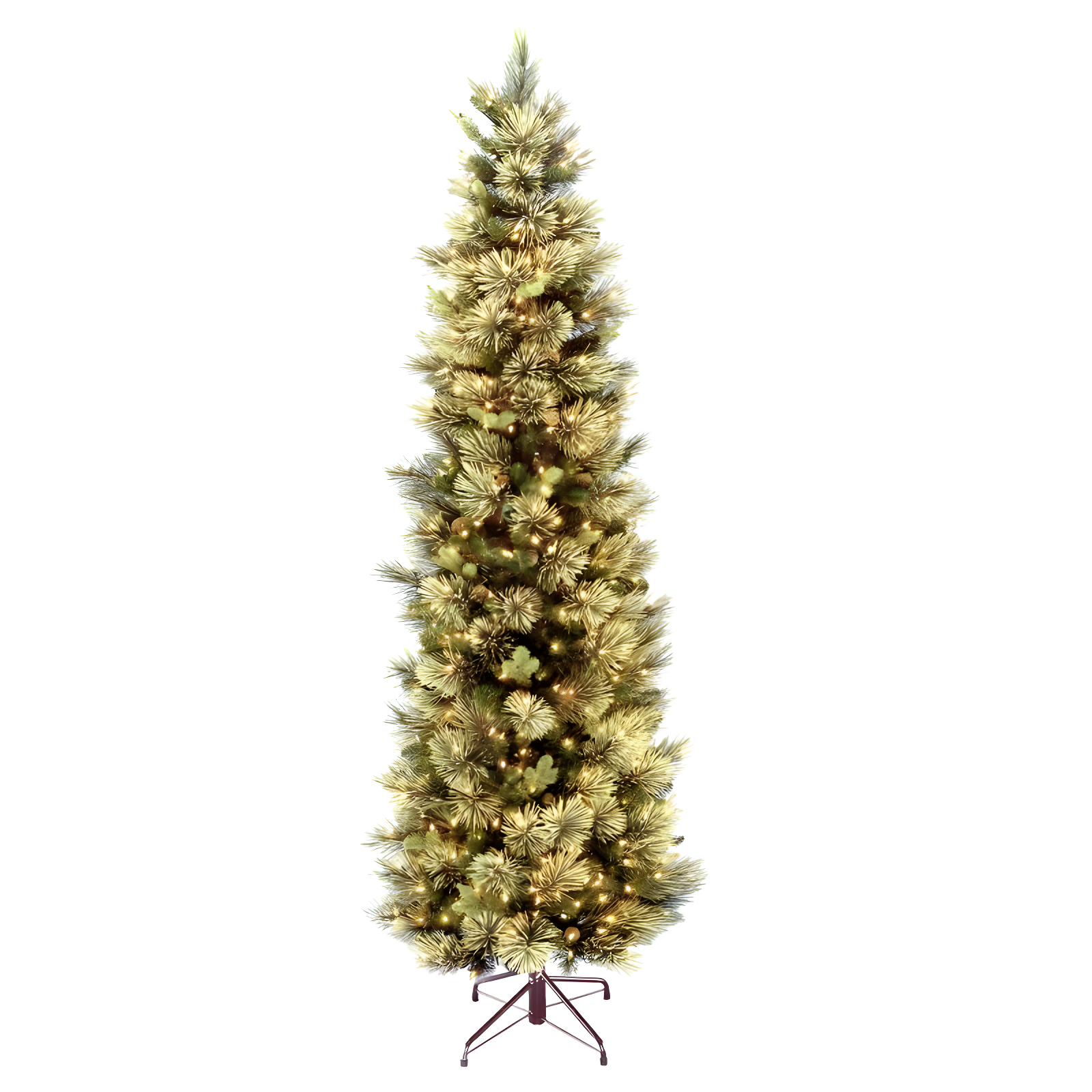 Slim Green Pine Artificial Christmas Tree with Clear Lights