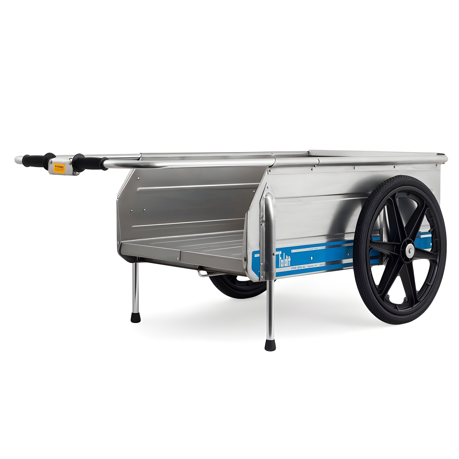 Foldable Aluminum Utility Wagon with Blue Trim and Pneumatic Tires