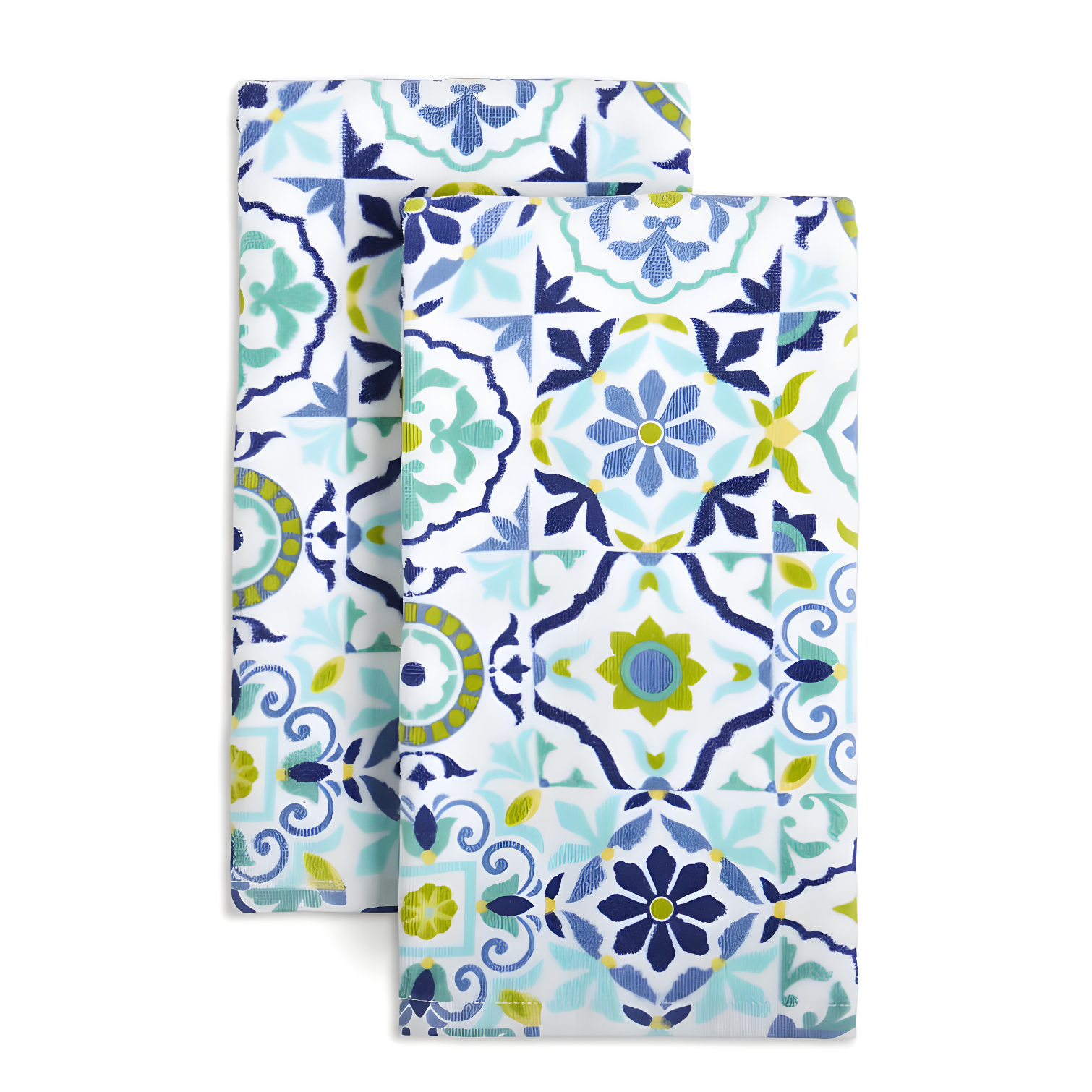 Blue Cotton Boho-Chic Tile Pattern Kitchen Towel Set