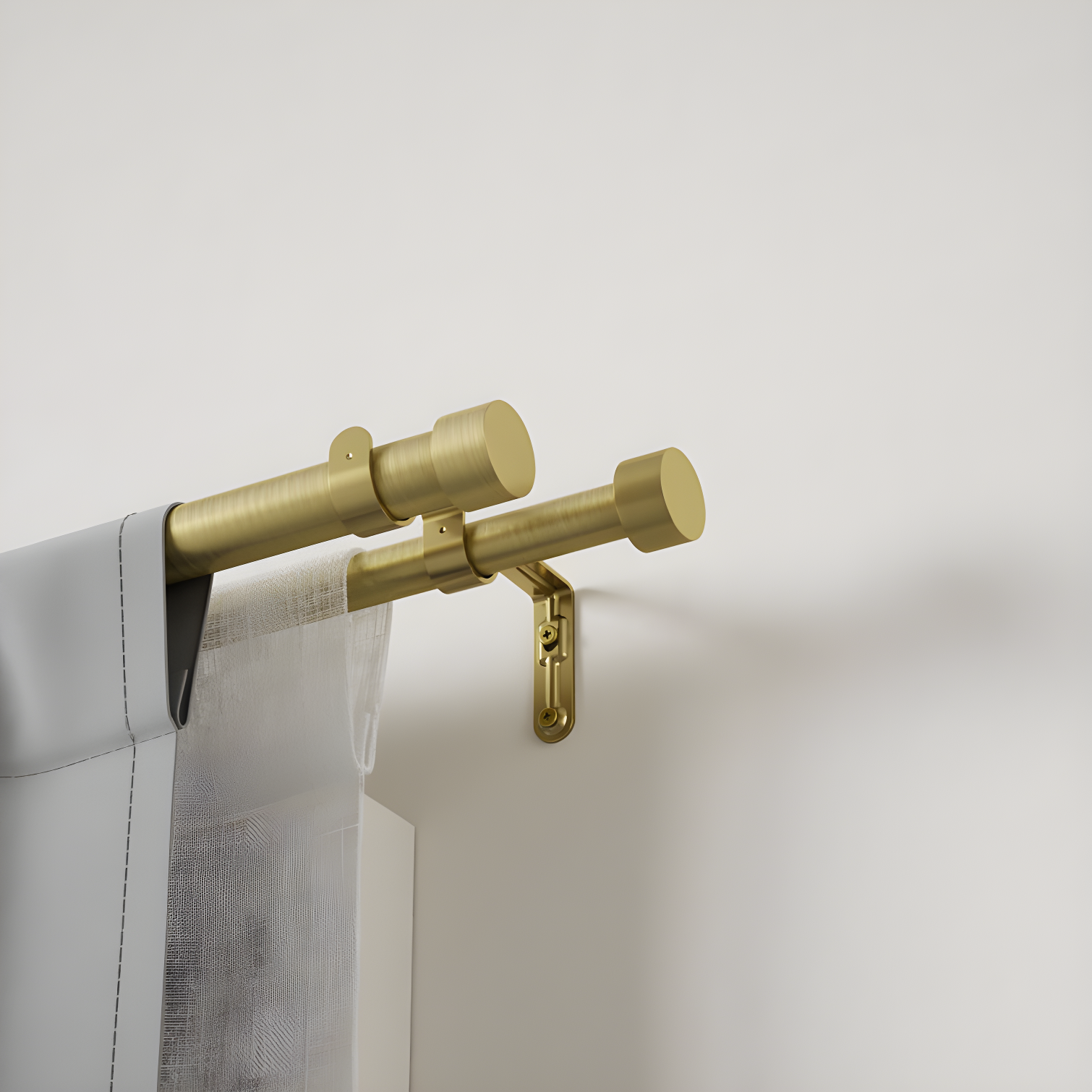 Gold Adjustable Double Curtain Rod with Matching Finials