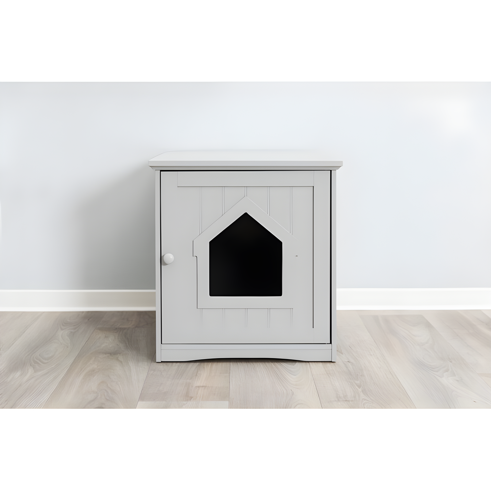 Gray MDF Cat Litter Box Enclosure with Front Door