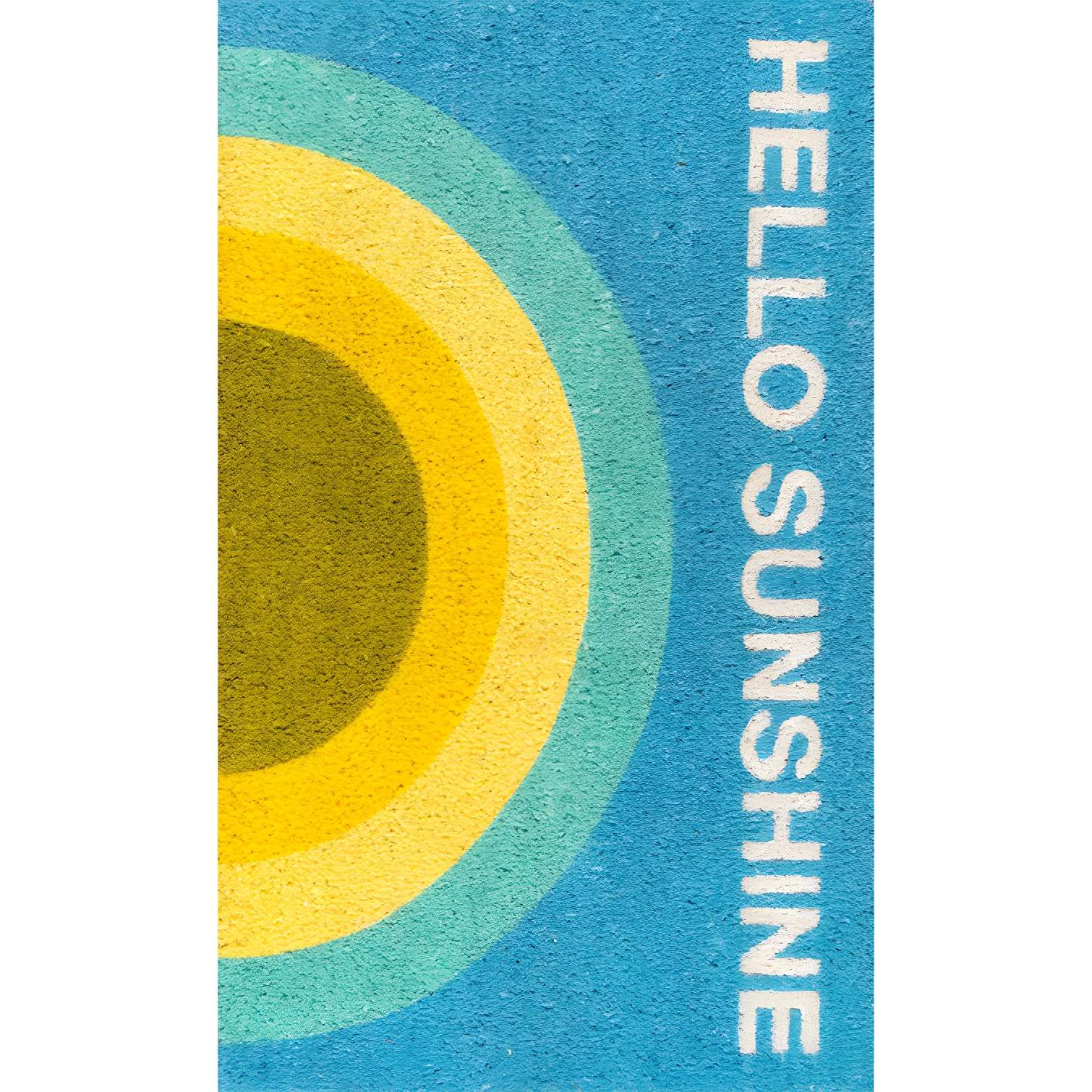 Retro Hello Sunshine 18" x 30" Blue Synthetic Welcome Mat