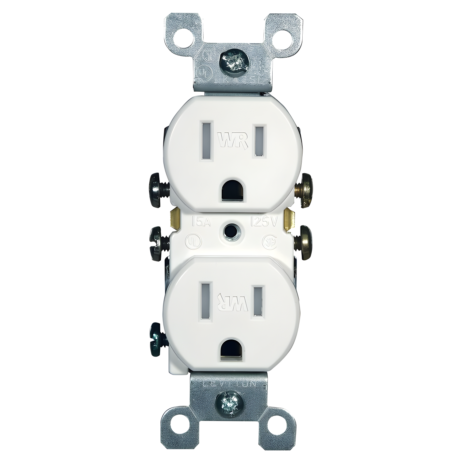 White Tamper Resistant Duplex Outlet with Wall Plate