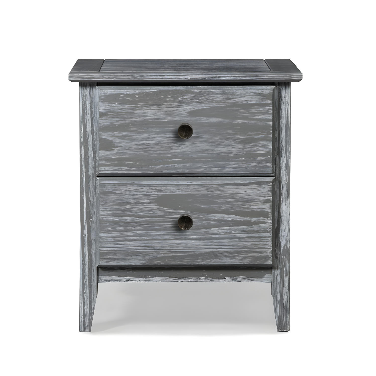 Brushed Gray Solid Pine 2-Drawer Nightstand