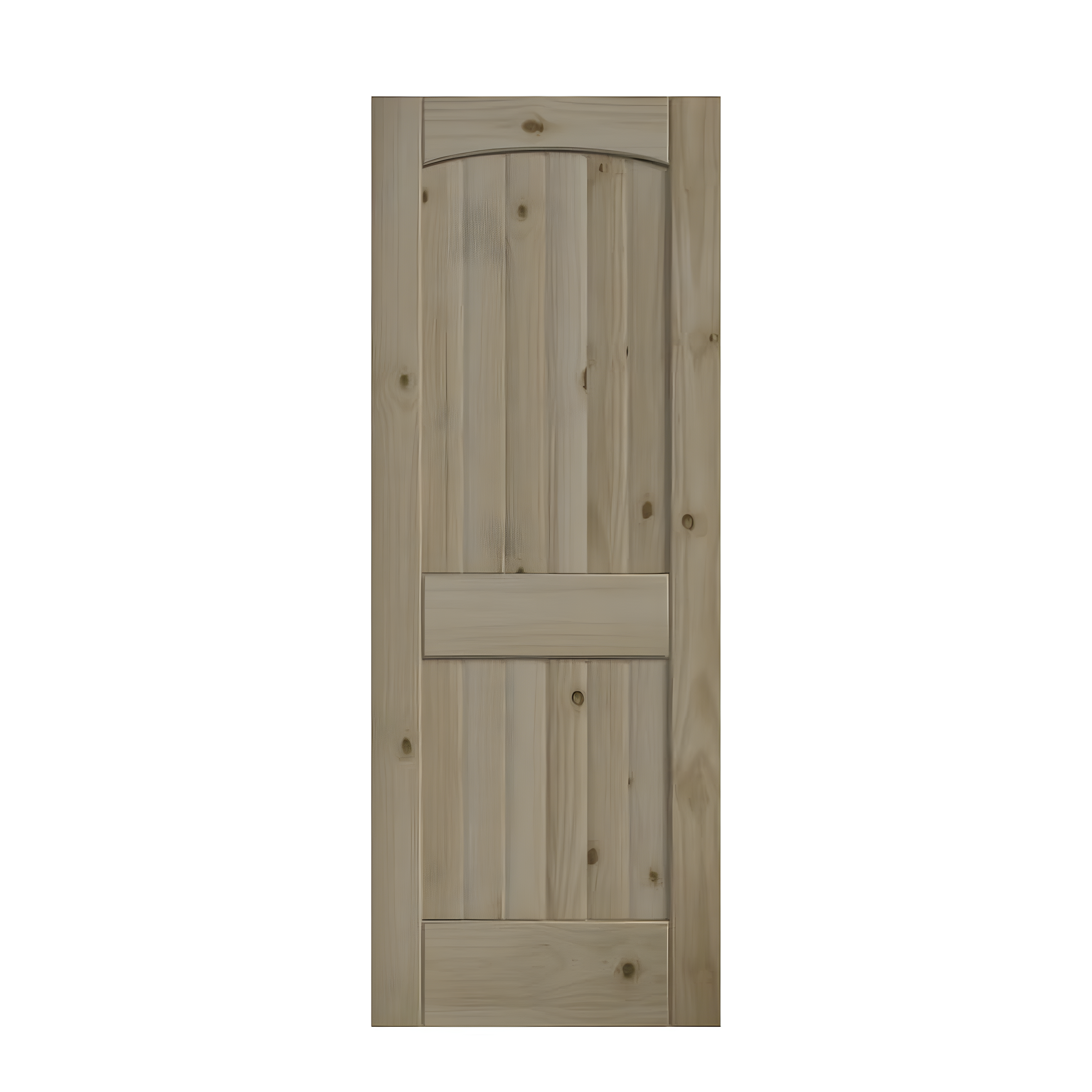 80" x 32" Unfinished Knotty Pine 2-Panel Arch Top Door