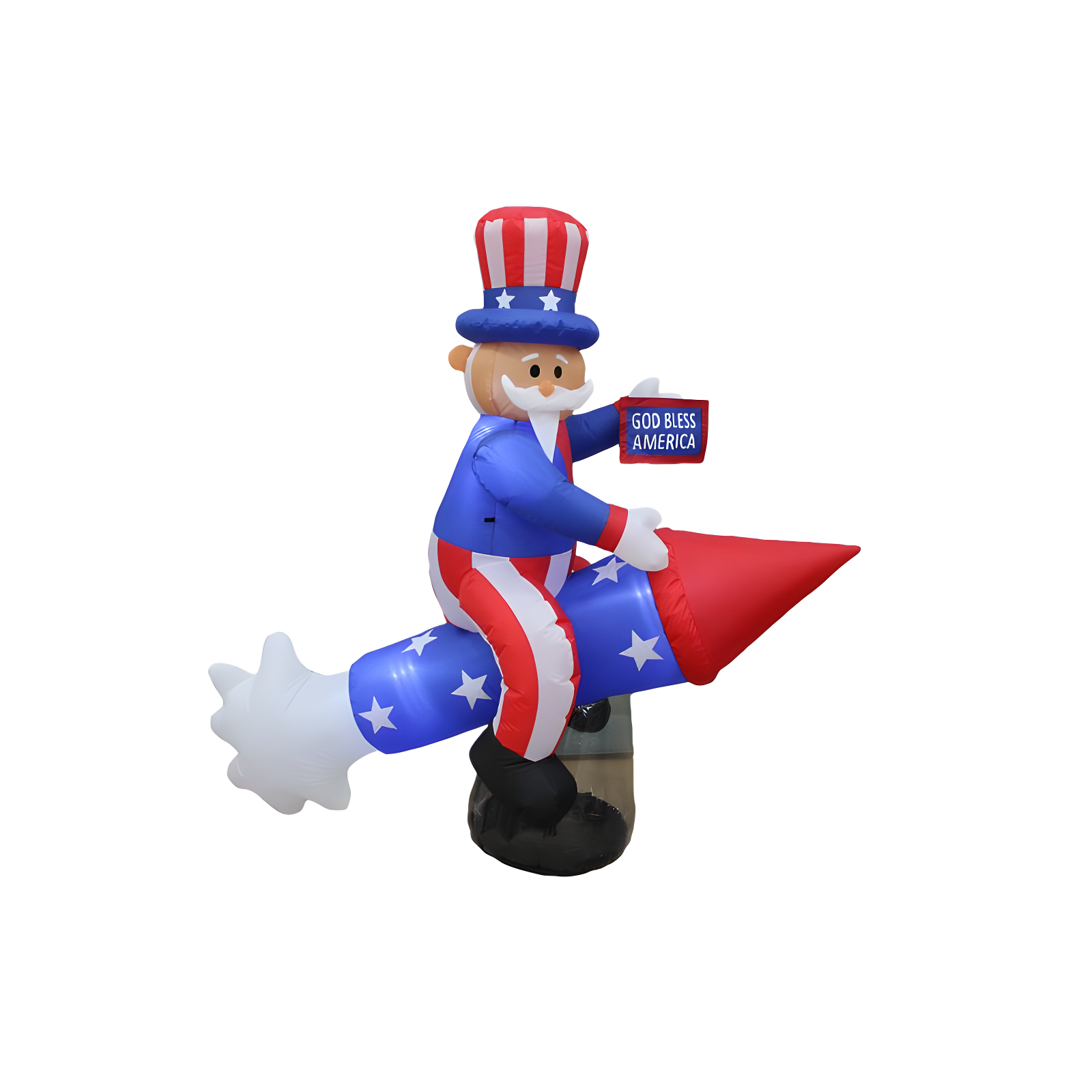 6-Foot Patriotic Uncle Sam on Rocket with LED Lights