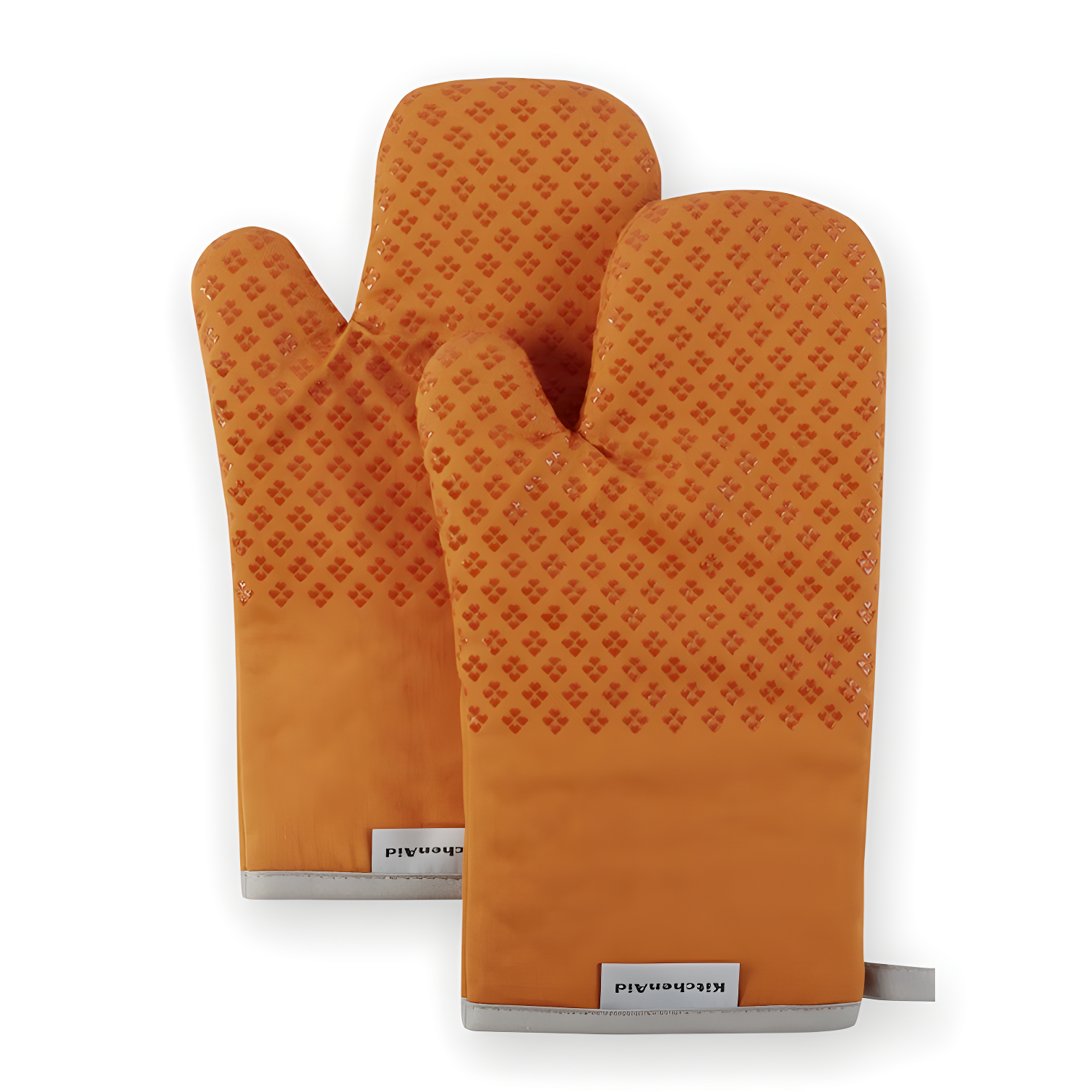 Honey Orange Heat-Resistant Silicone Oven Mitts, 2-Piece Set