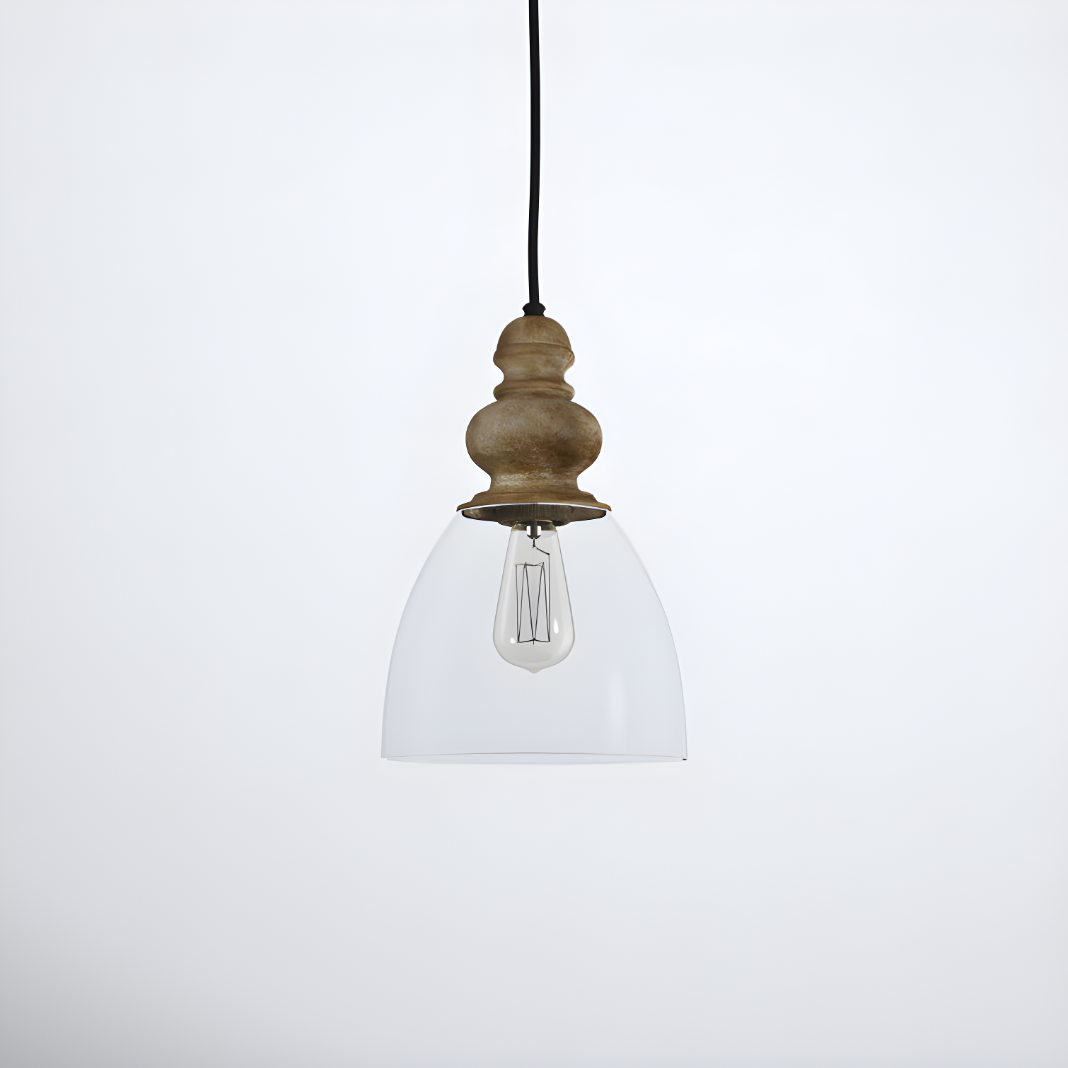 Delmare Clear Glass and Steel Single Bell Pendant Light