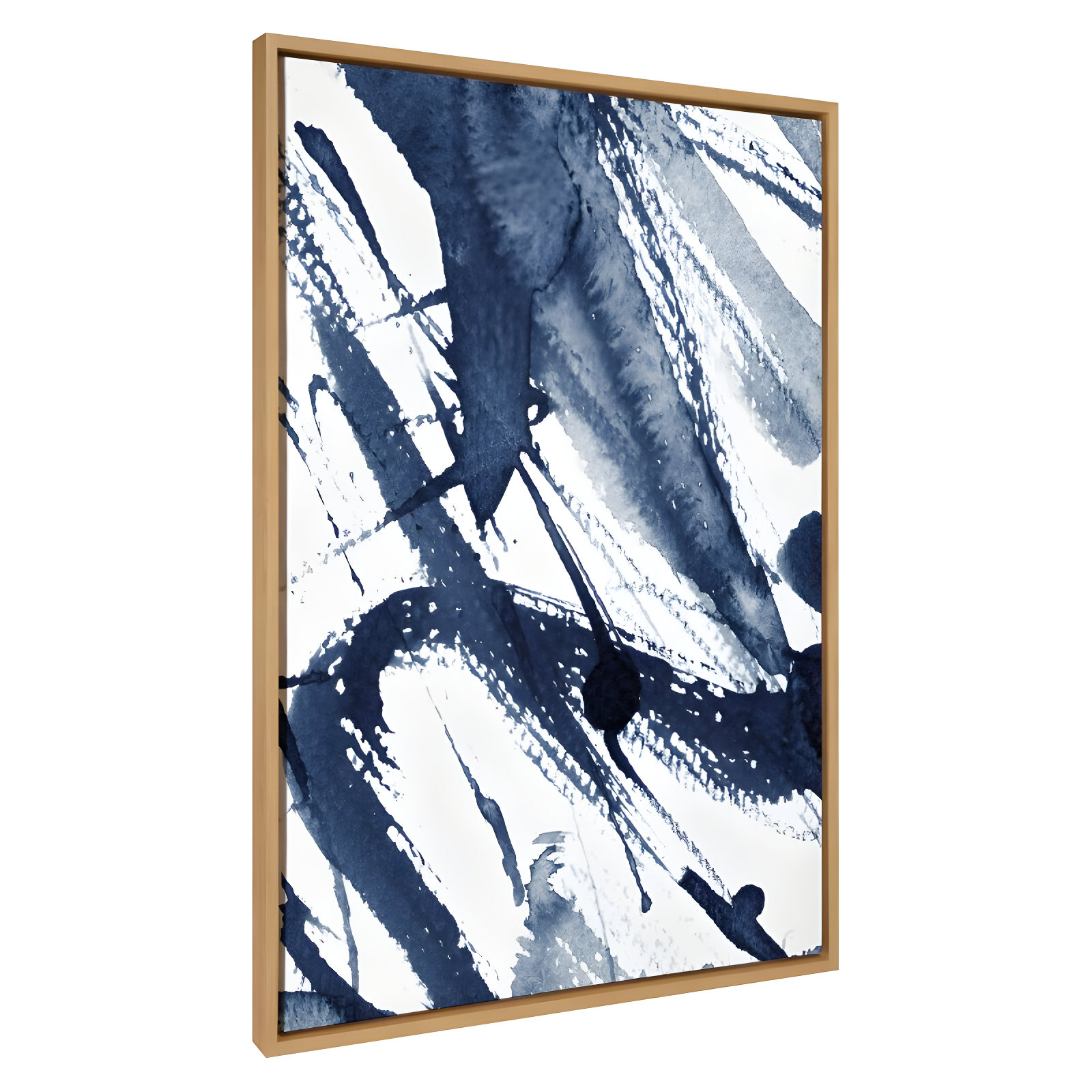 Sylvie Indigo Watercolor Framed Canvas Abstract Wall Art