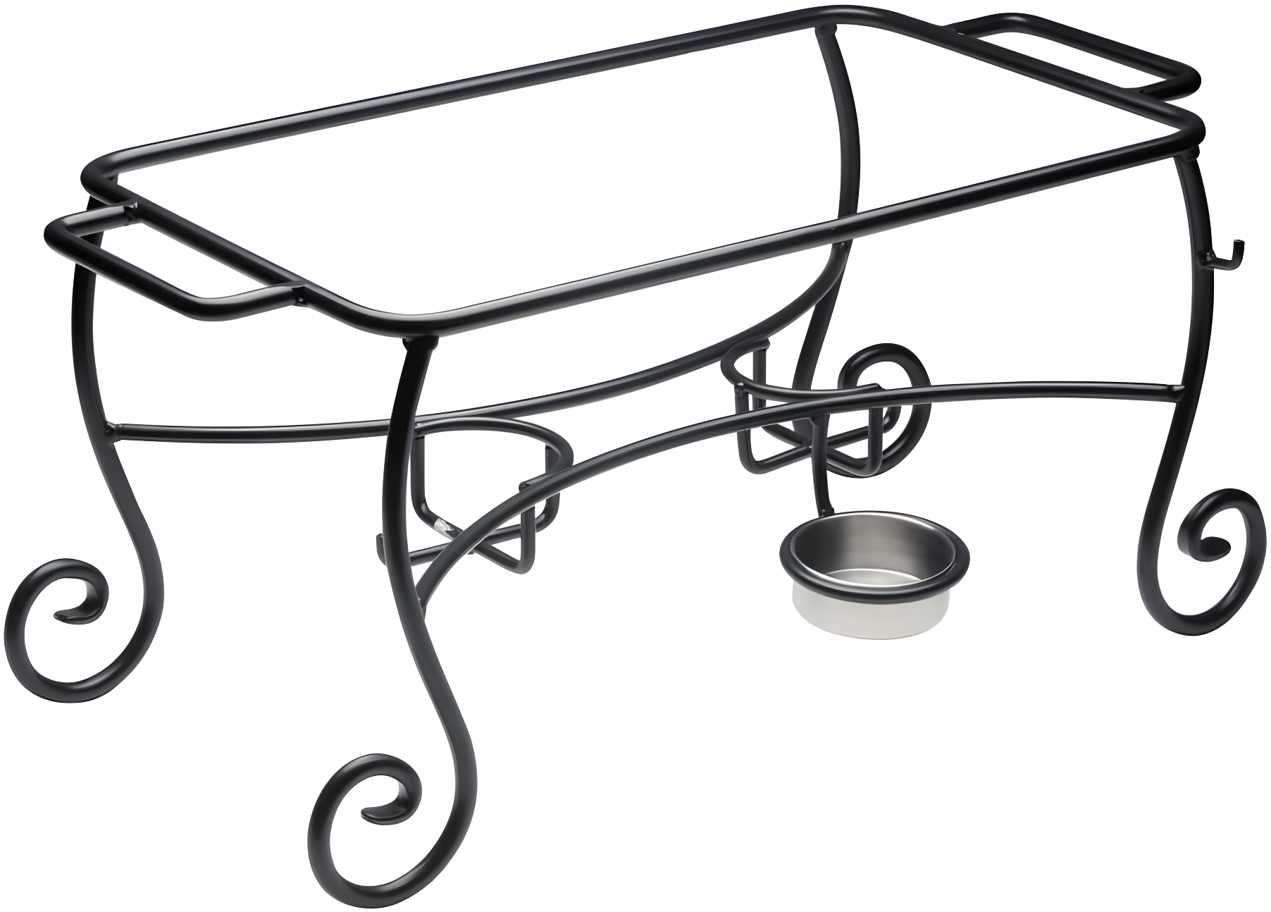 Black Wrought Iron Rectangular Chafer Frame with Cup Holders