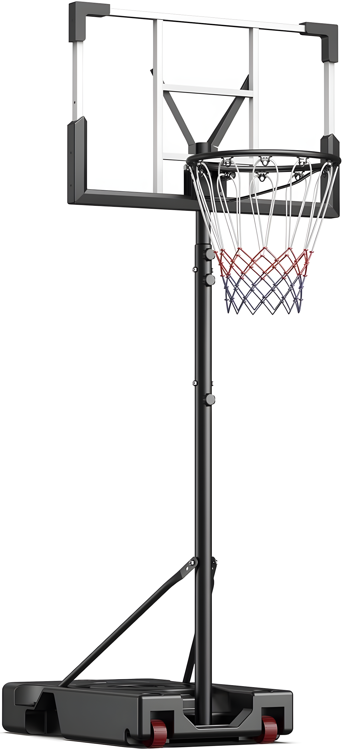 Adjustable Height Black Polycarbonate Portable Basketball Hoop System