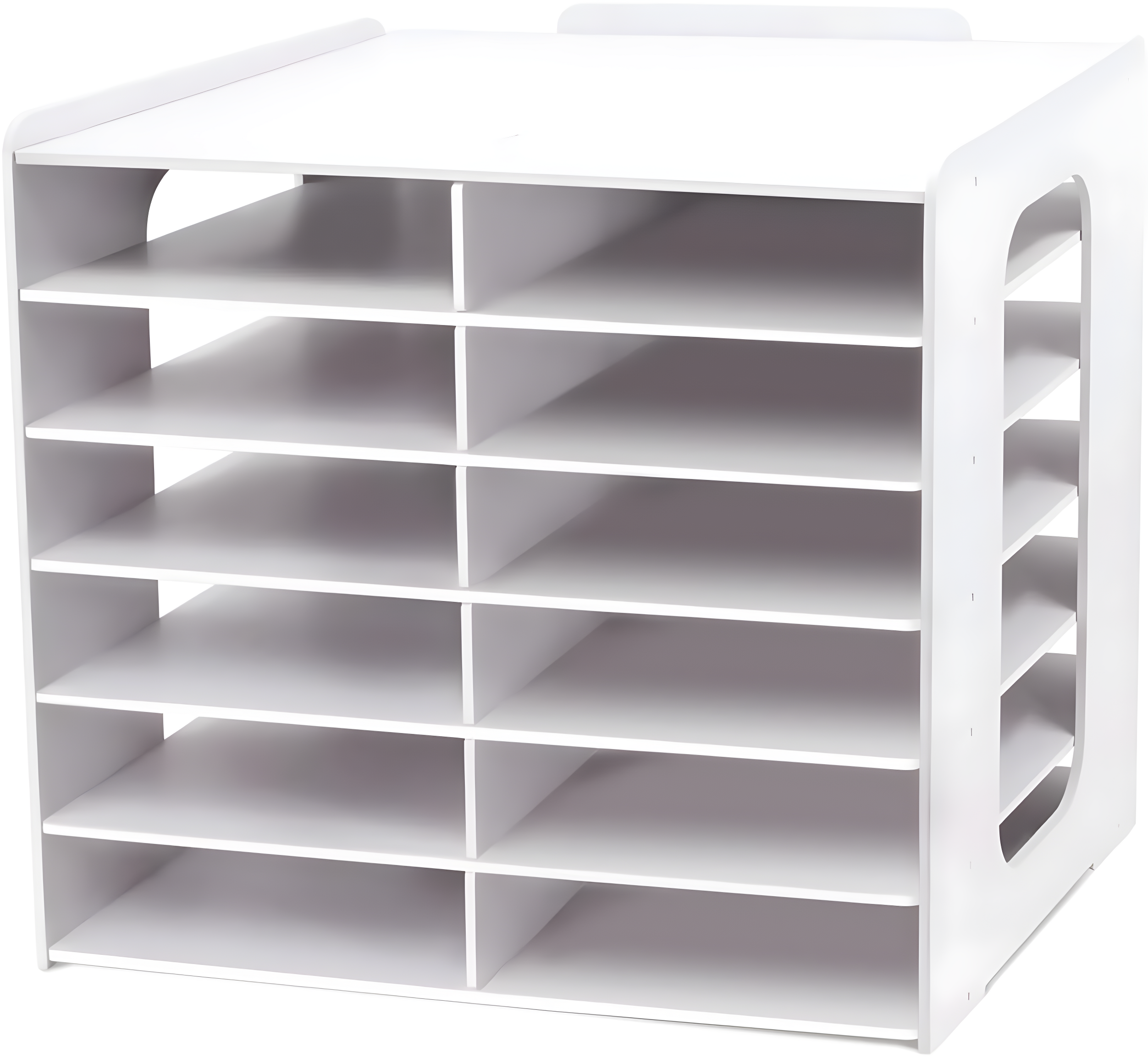 White PVC 12-Slot Countertop Mail Organizer