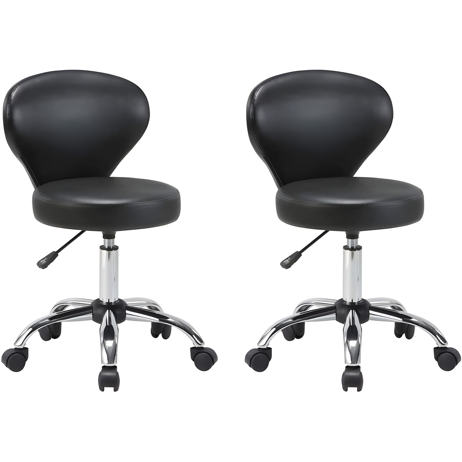 Black Adjustable Height Ergonomic Leather Lab Stool with Wheels