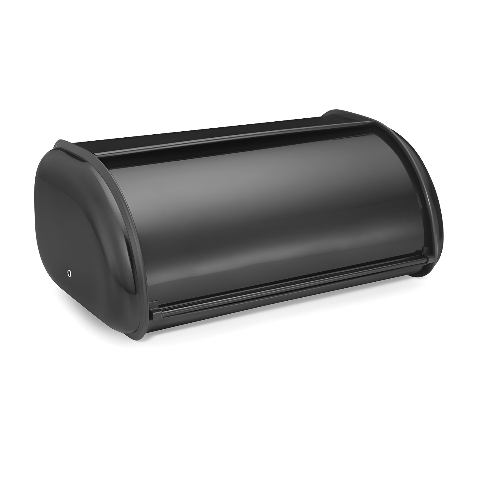 Black Steel Roll-Top Bread Box with Venting Holes