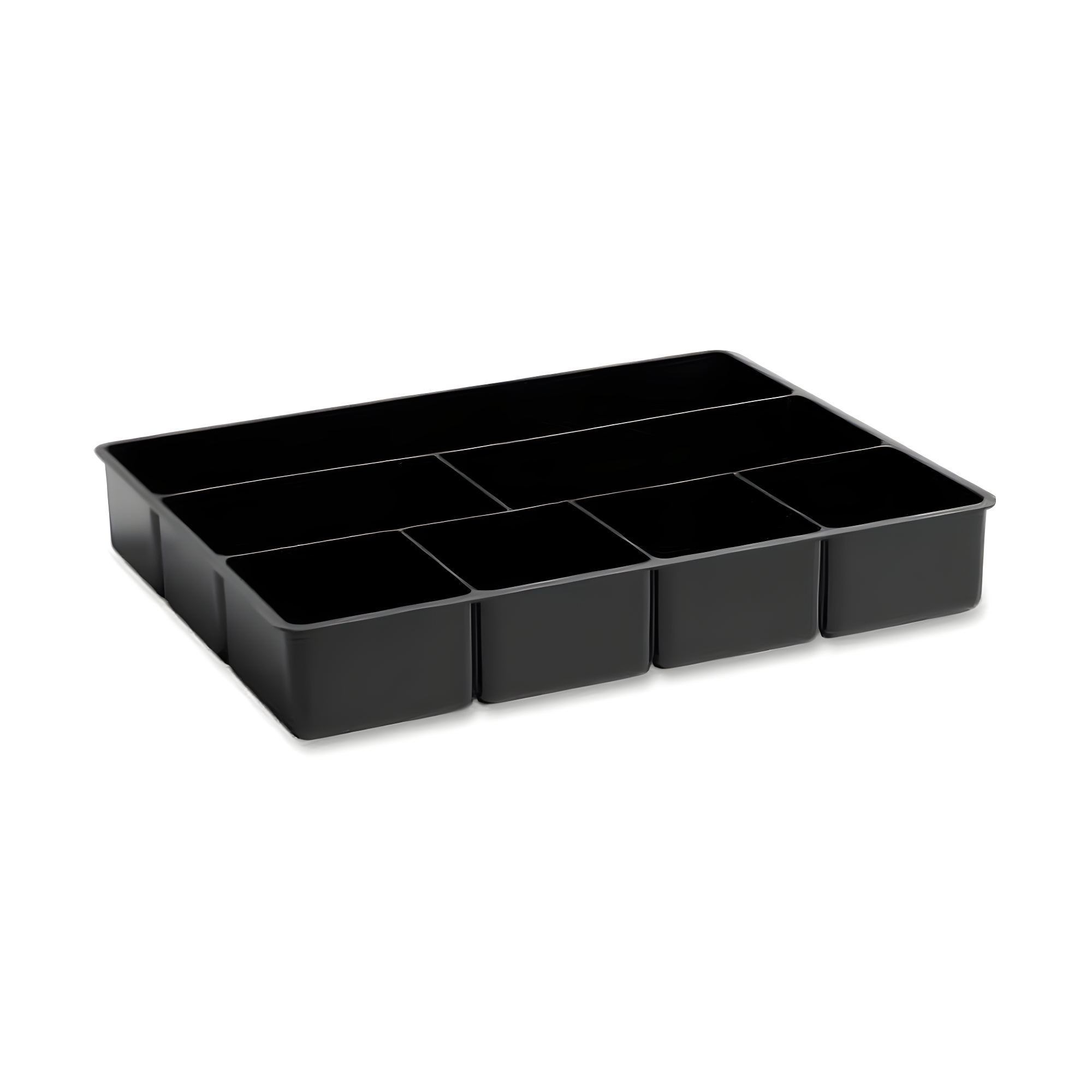 Black Plastic 7-Compartment Extra Deep Drawer Organizer