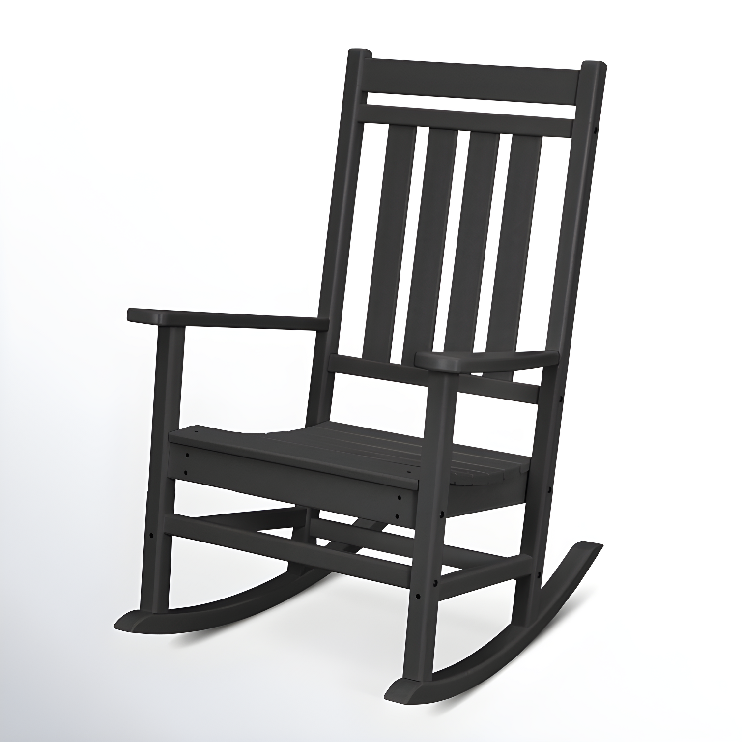 Black Polywood Traditional Porch Rocking Chair with Arms