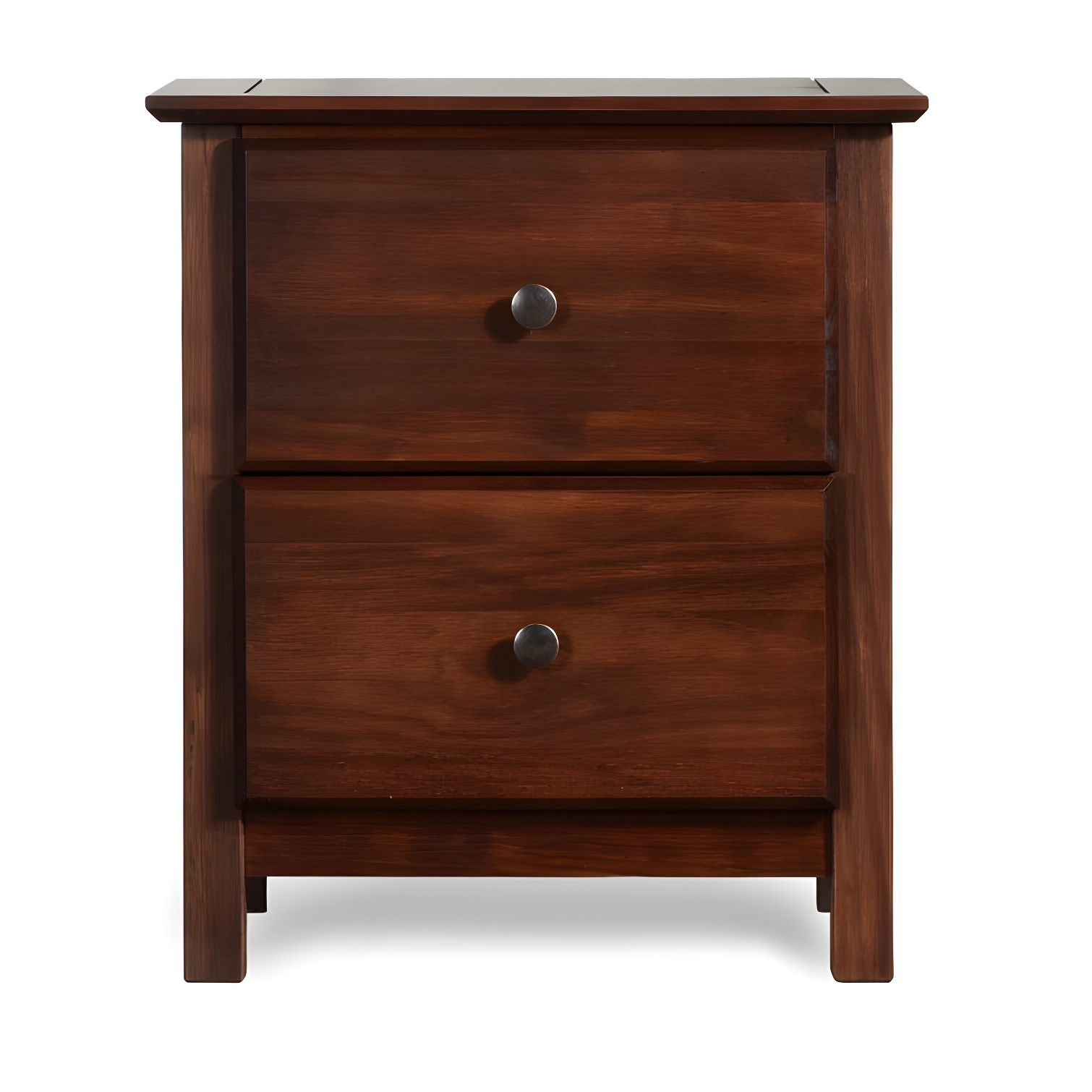 Cherry Solid Pine Wood 2-Drawer Shaker Nightstand