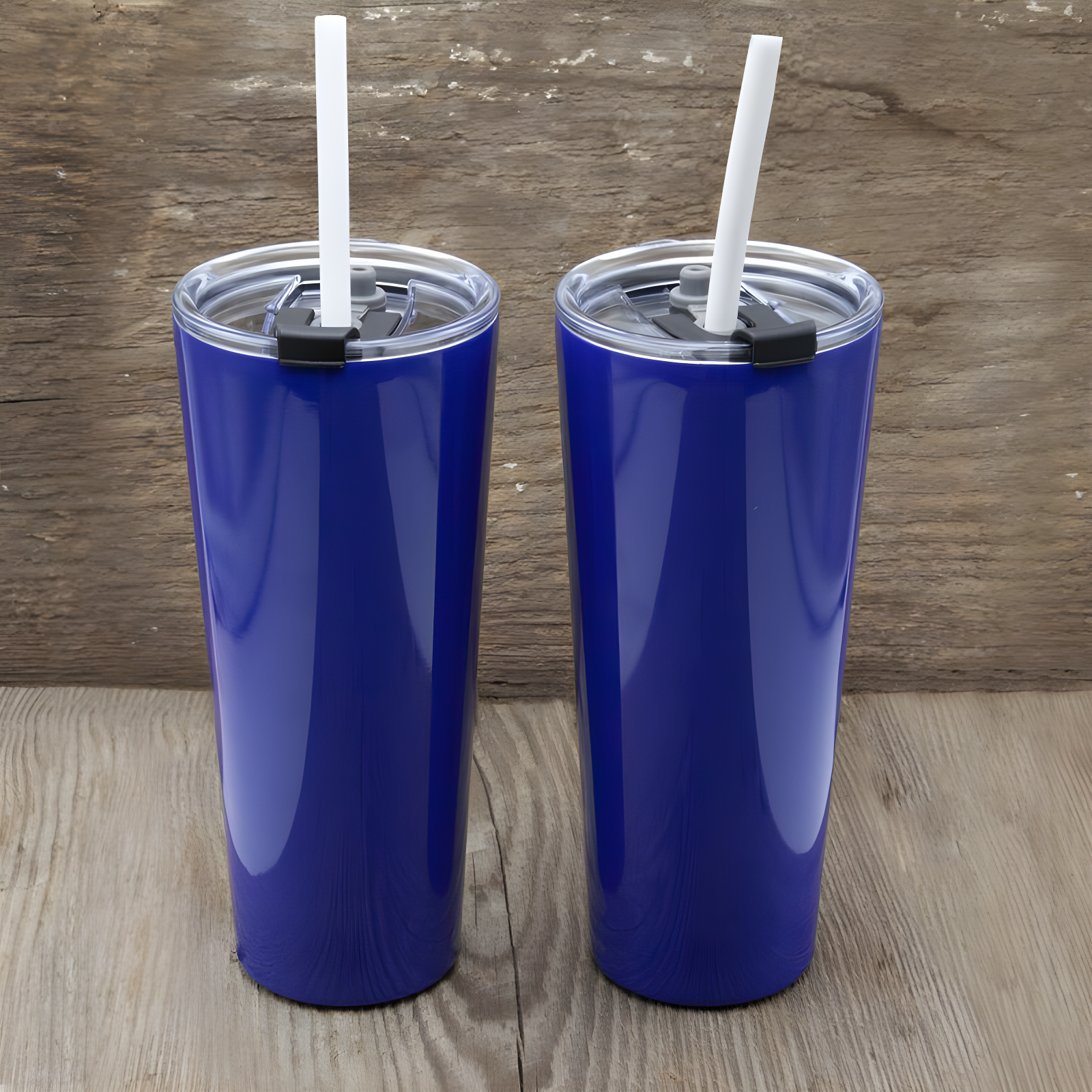 Bright Blue 24 oz Stainless Steel Insulated Travel Tumblers with Straws