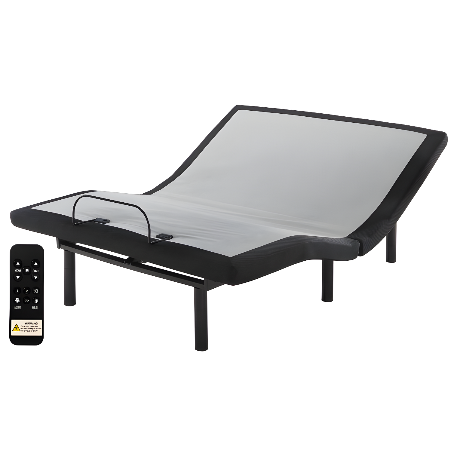 King Adjustable Gray Metal Frame Bed with USB Ports