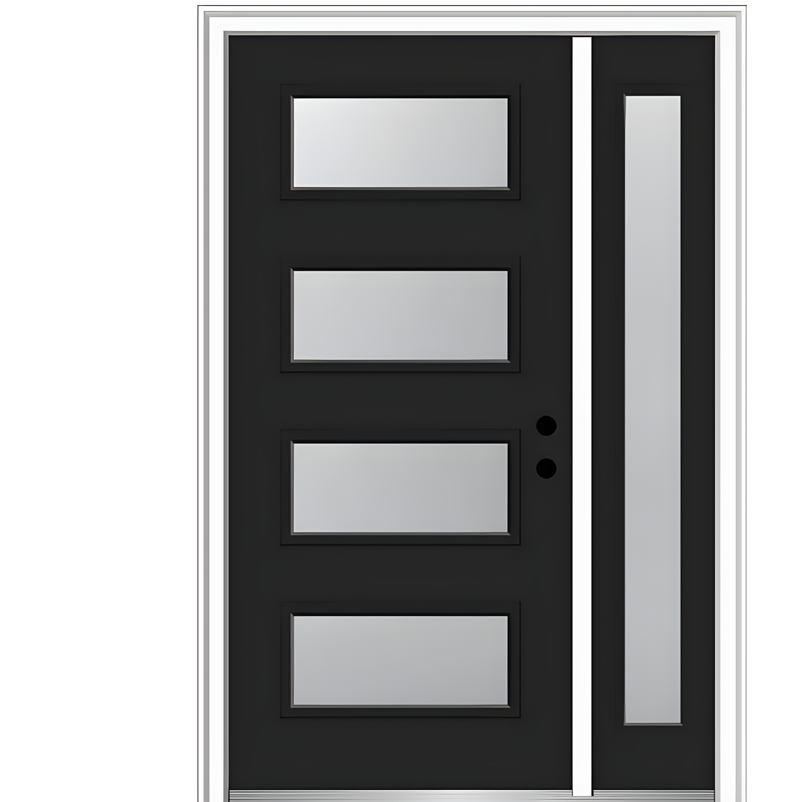 Black 50x80 Steel Left-Hand Inswing Exterior Door with Sidelite