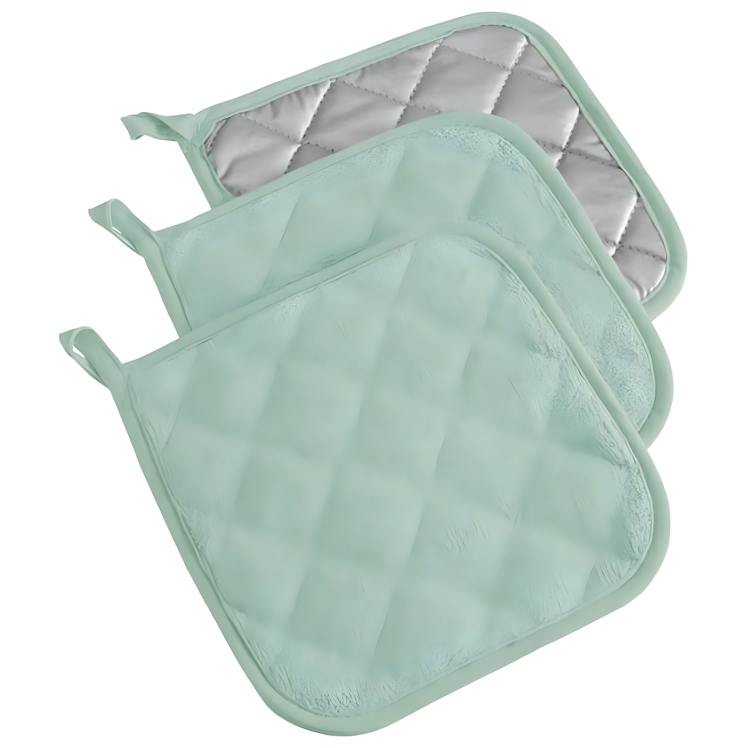 Mint Green Cotton Quilted Pot Holder Set of 3