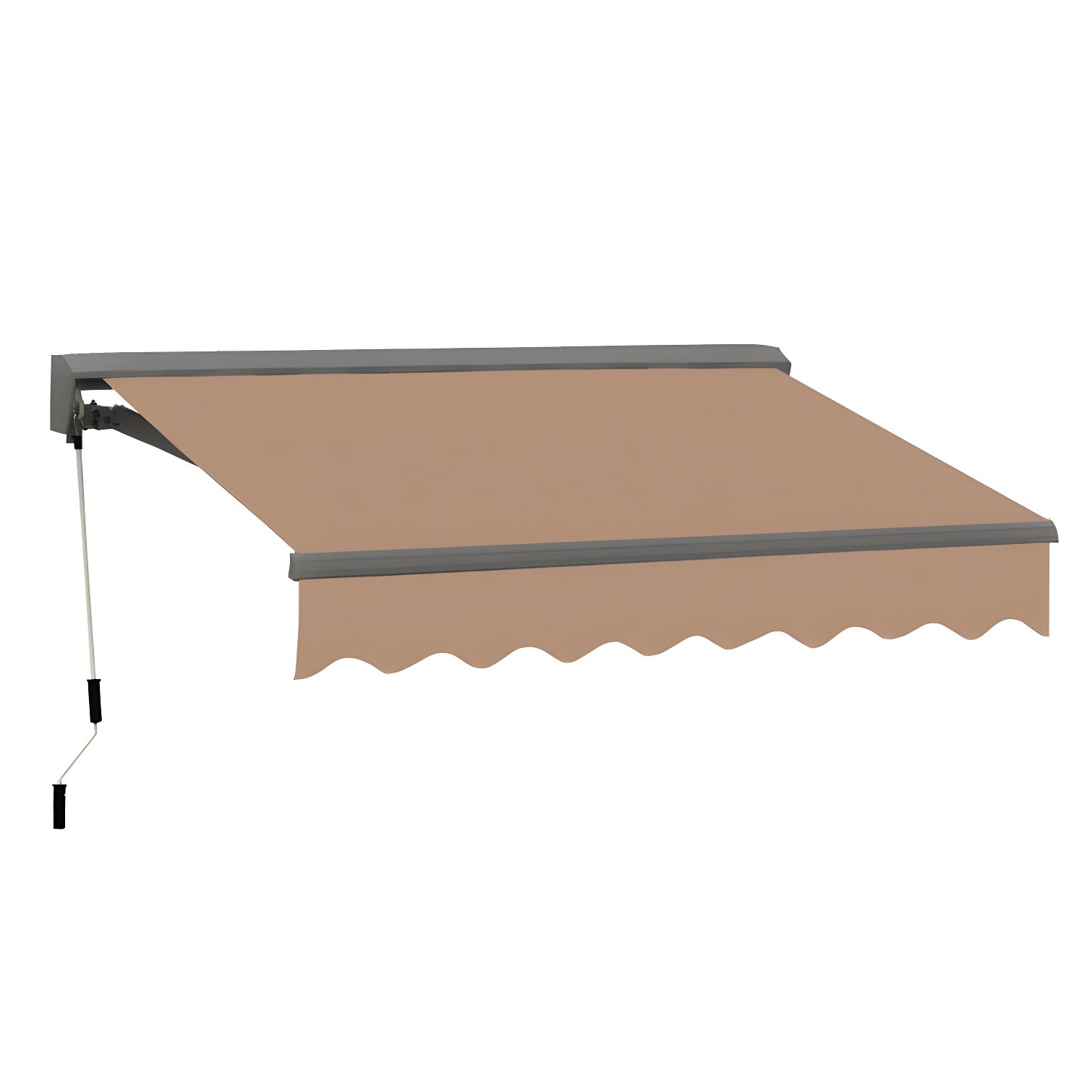 12ft Canvas Umber Manual Retractable Patio Awning