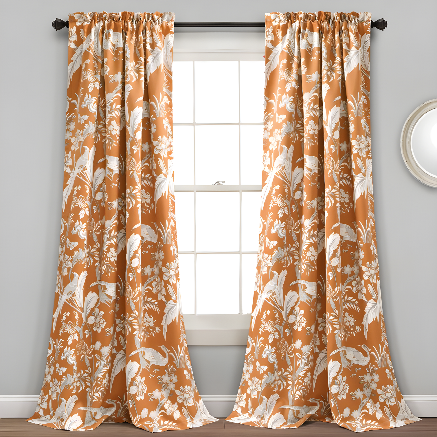 Dolores Orange Polyester Room Darkening Window Panels, 52" x 84"