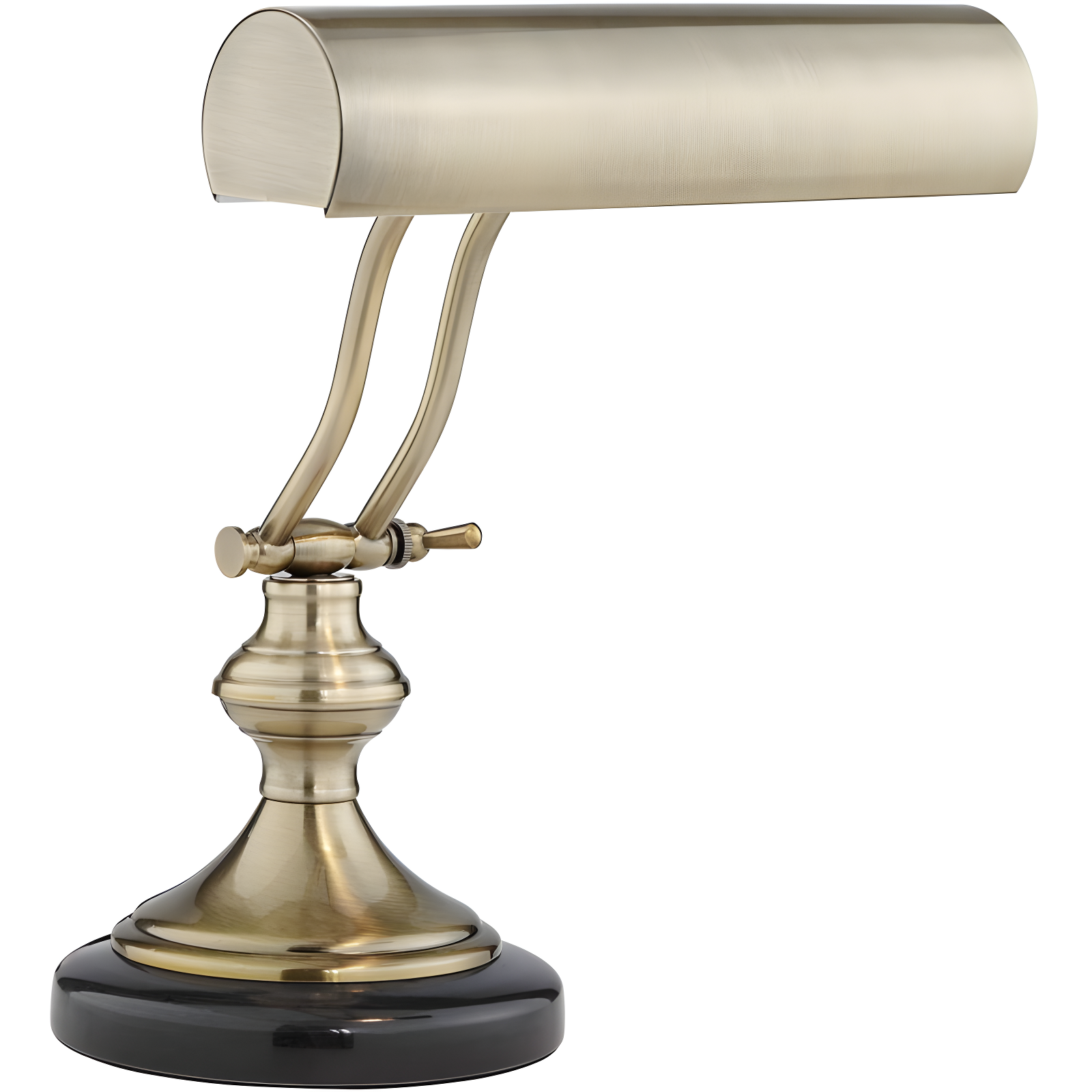 Adjustable Antique Brass Piano Desk Lamp with Black Marble Base