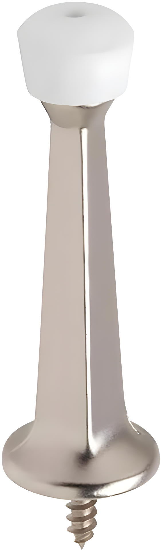 Satin Nickel Metal Rigid Door Stop with White Tip