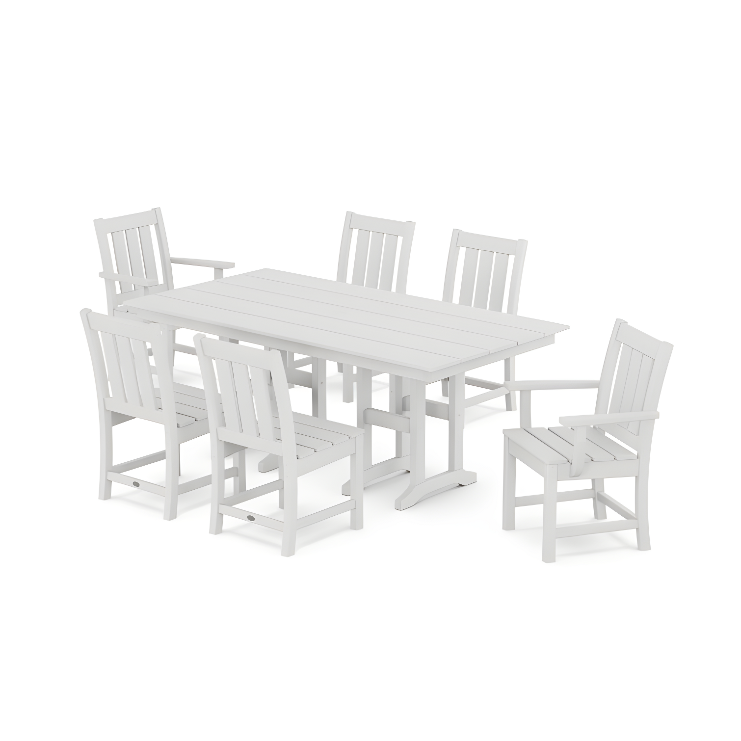 White 6 Person Farmhouse Dining Set with Arm and Side Chairs