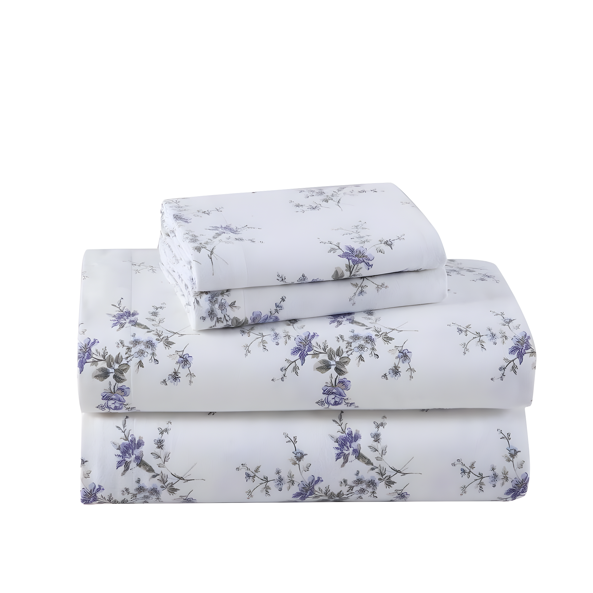 Jessika Lavender Floral Cotton Flannel Queen Sheet Set