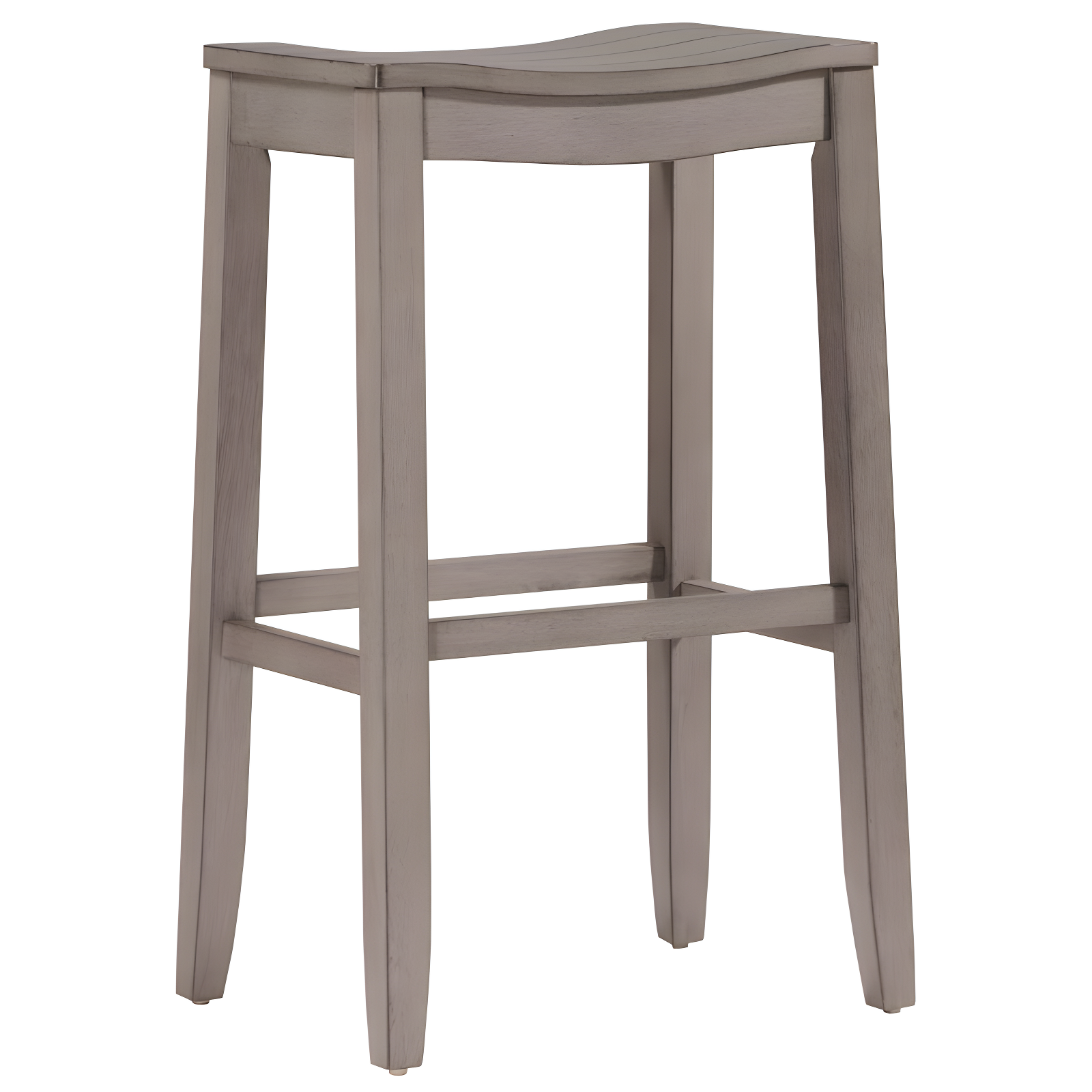 Aged Gray Wood Saddle-Style Backless Swivel Barstool 32"