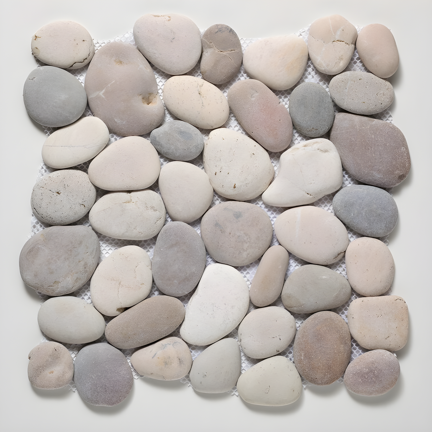 Gray and White Pebble Stone Mosaic Tile Sheet