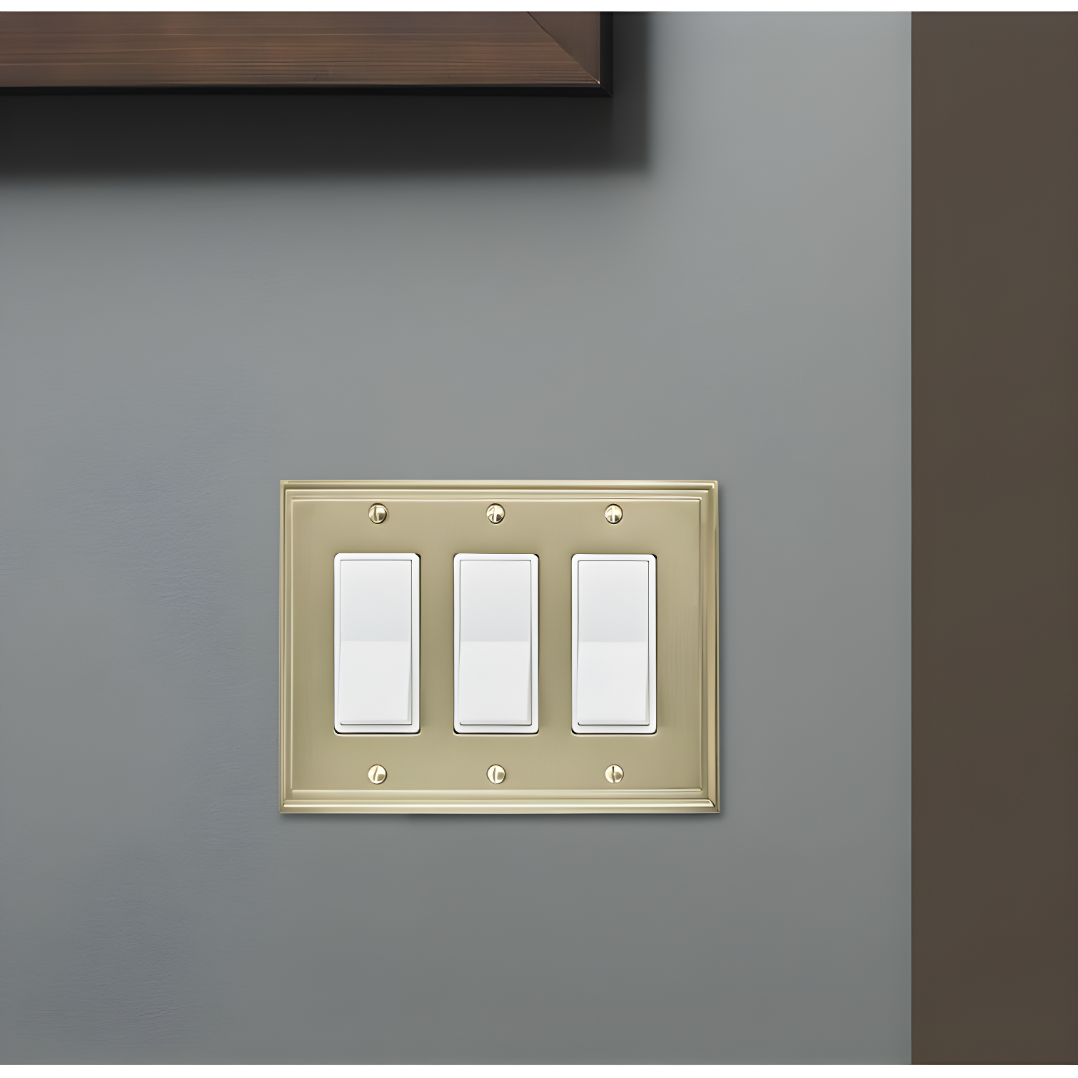 Golden Champagne 3-Gang Smooth Metal Wall Plate