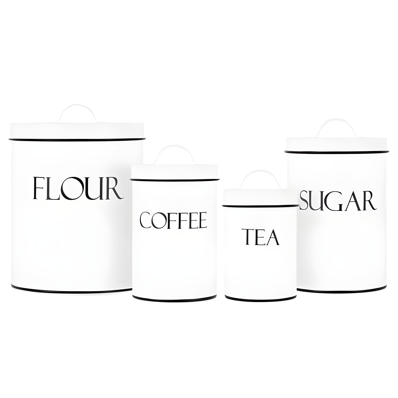 Retro White Stainless Steel Kitchen Canister Set of 4