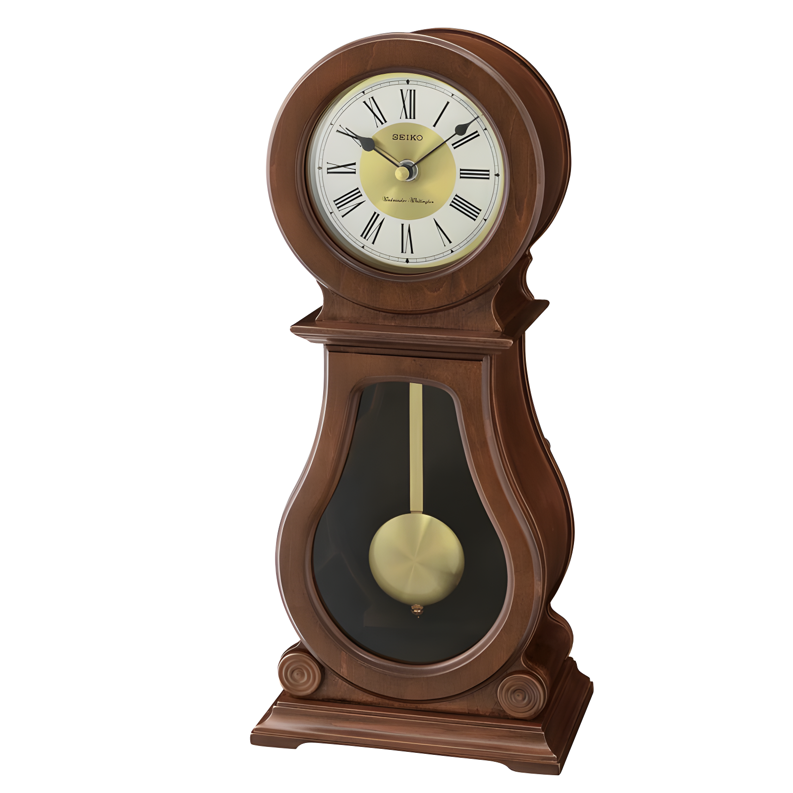 Seiko Albany Brown Wood Quartz Pendulum Mantel Clock