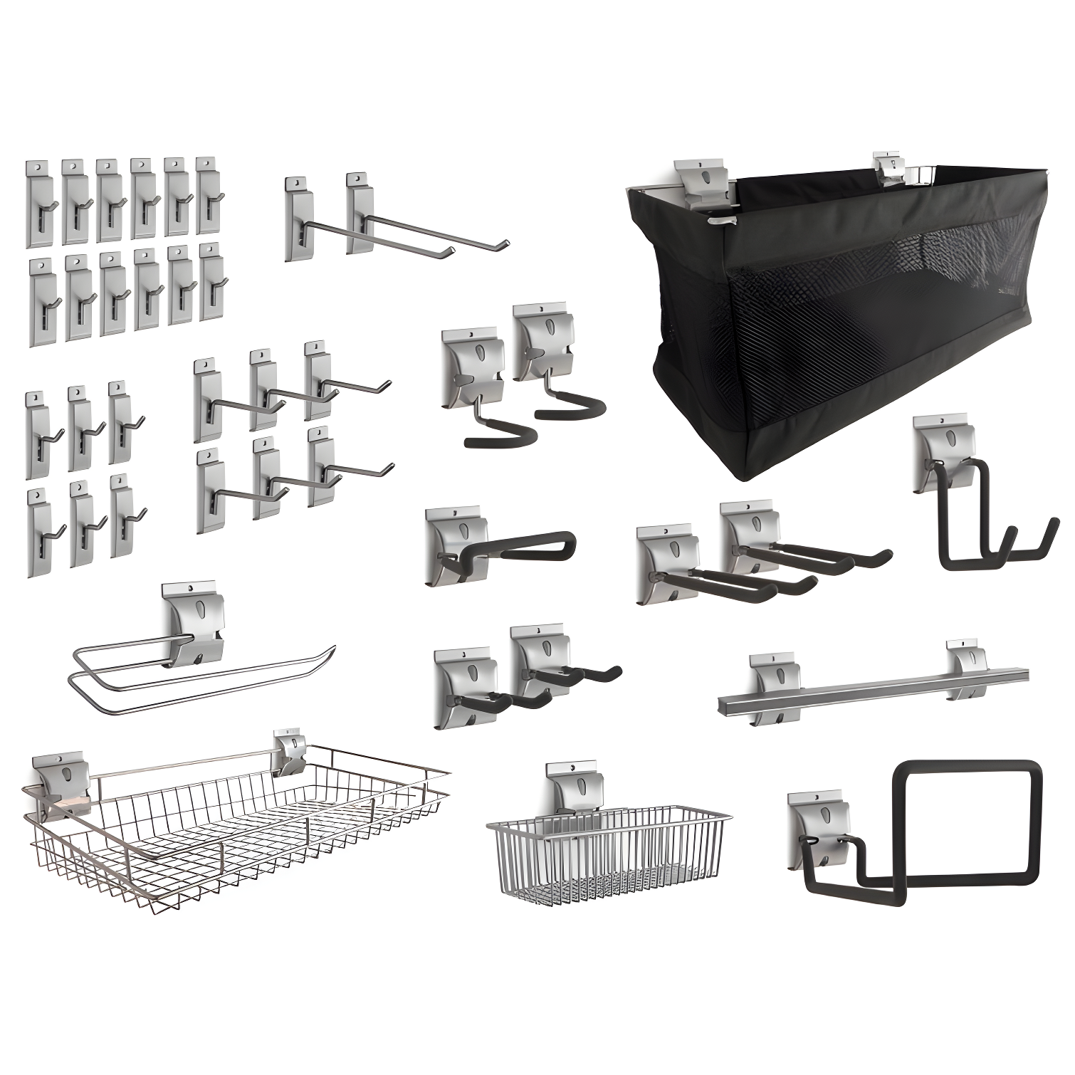 40 Piece Silver Steel Slatwall Accessory Kit