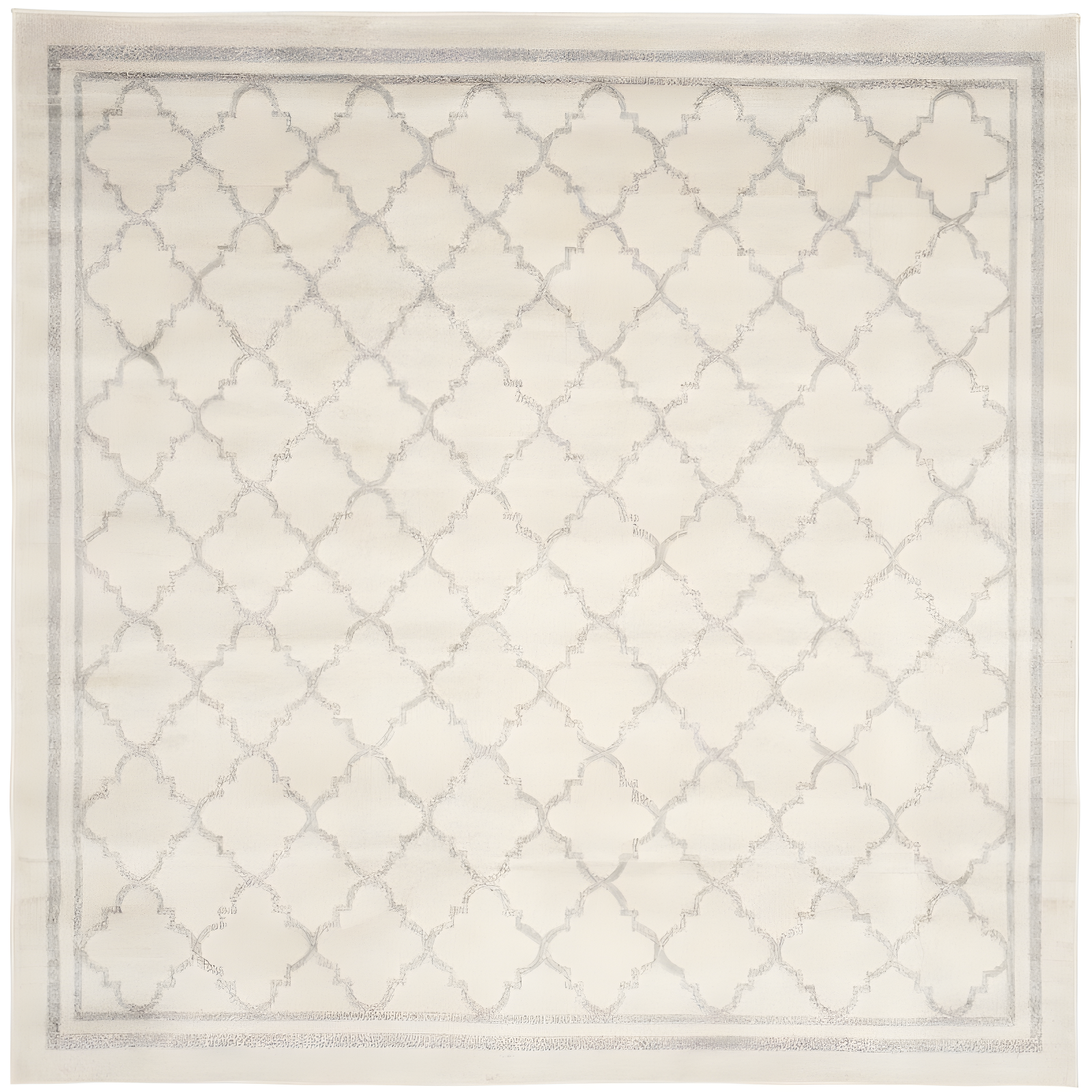 Beige and Light Grey Geometric Synthetic Area Rug