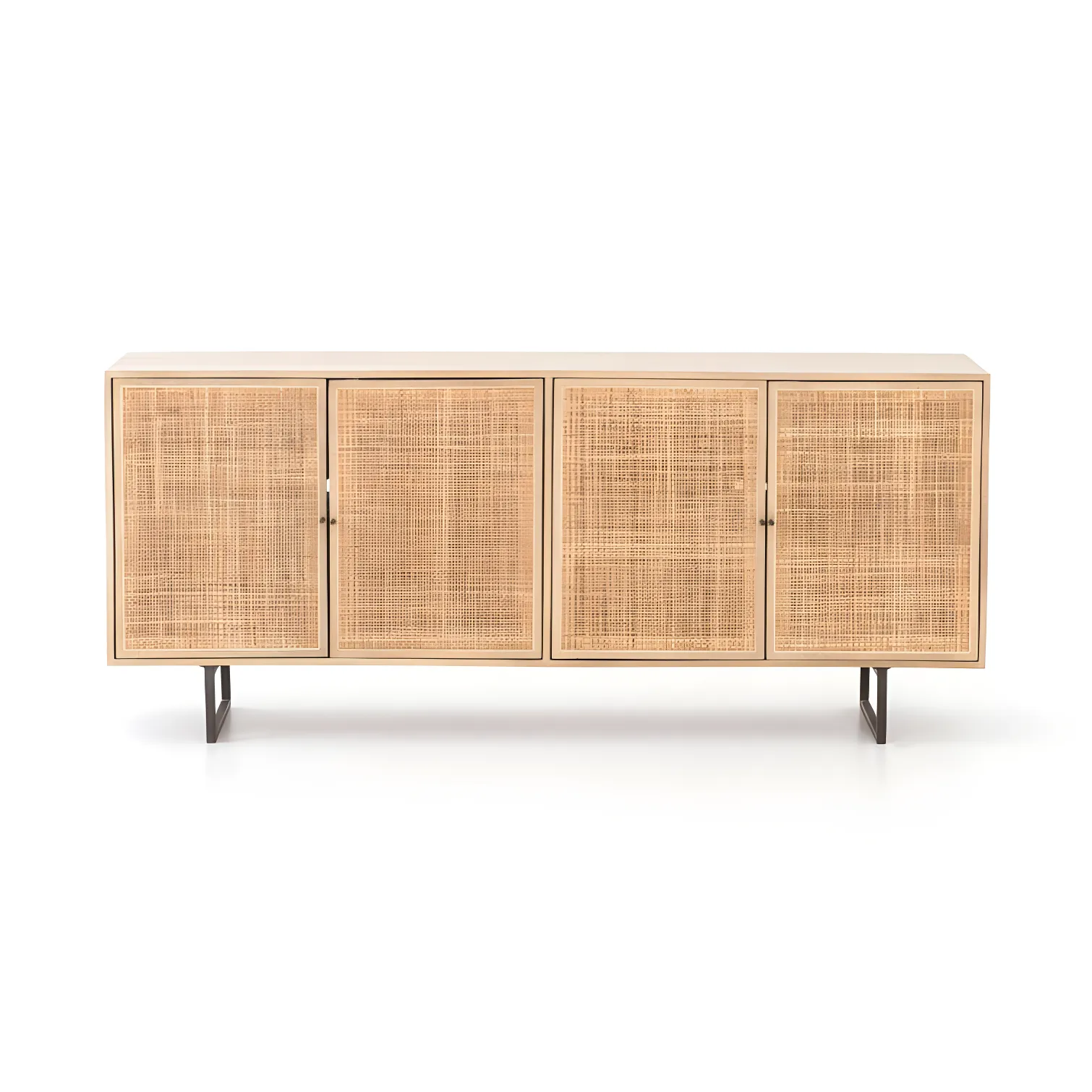 Carmel 72'' Natural Mango and Cane Sideboard with Gunmetal Legs