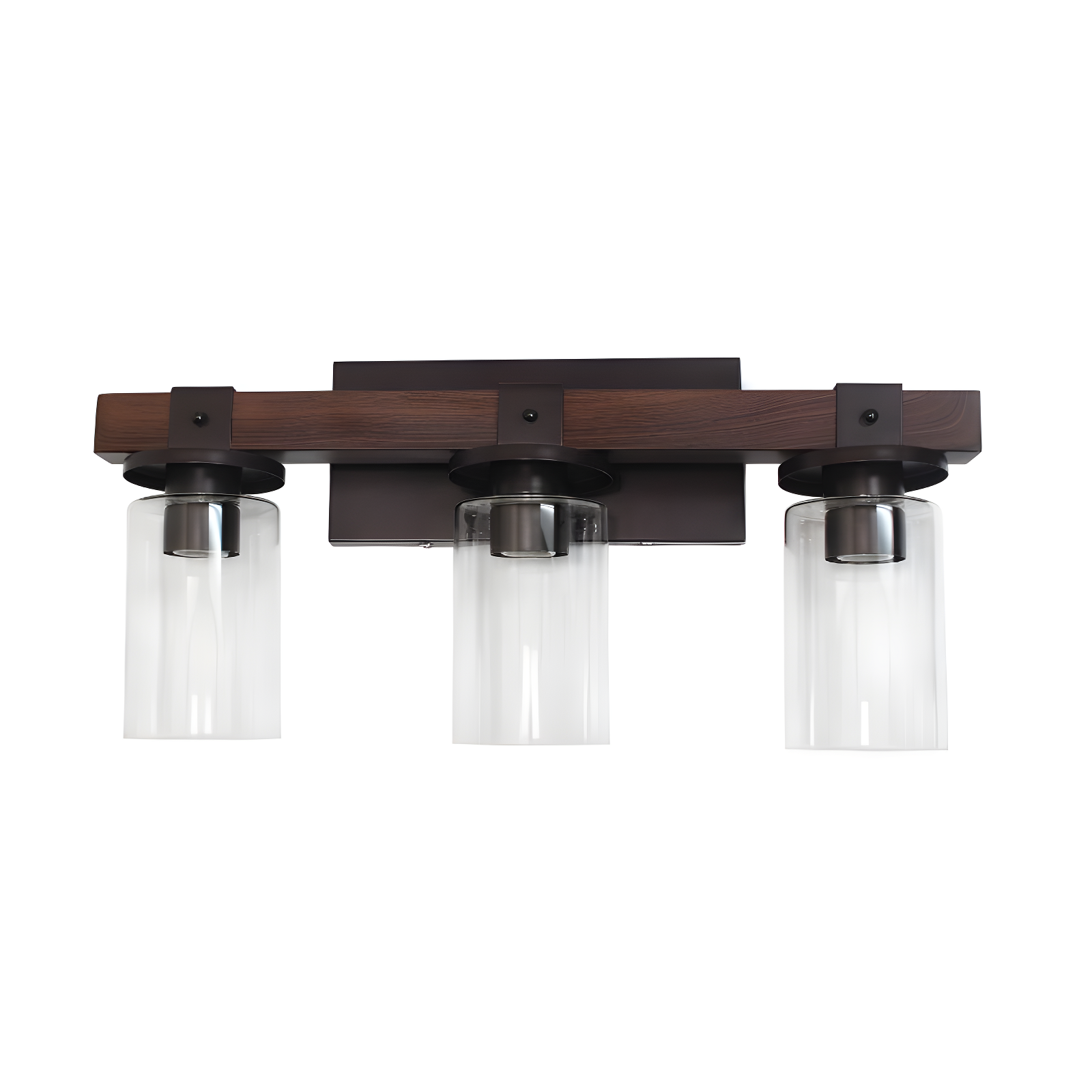 Rustic Brown Wood and Metal 3-Light Bathroom Vanity