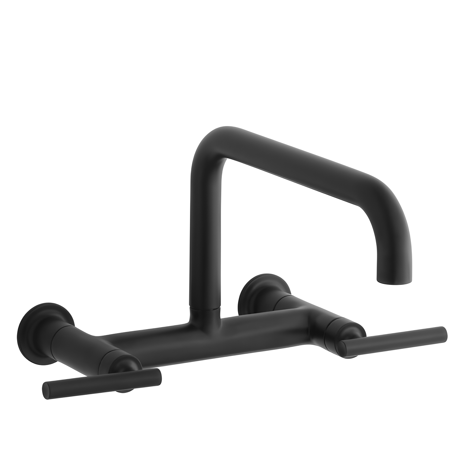 Purist Matte Black Double Handle 13-7/8" Wall-Mount Kitchen Faucet