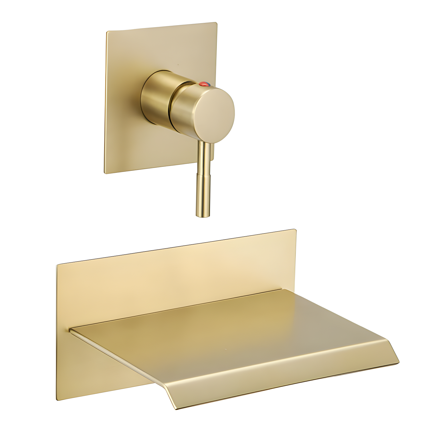 Brushed Gold Wall-Mount Waterfall Faucet with Lever Handle