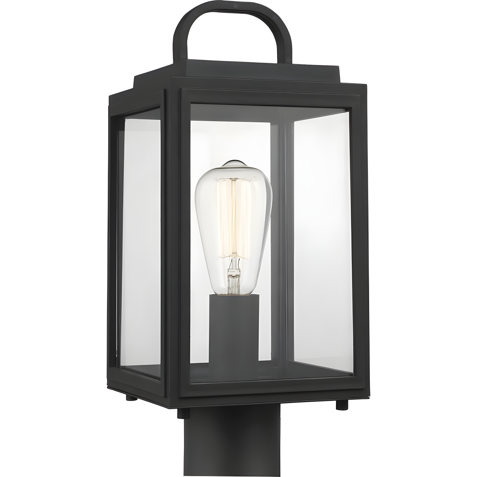 Grandbury Black Outdoor Post Light with Clear Glass Panels