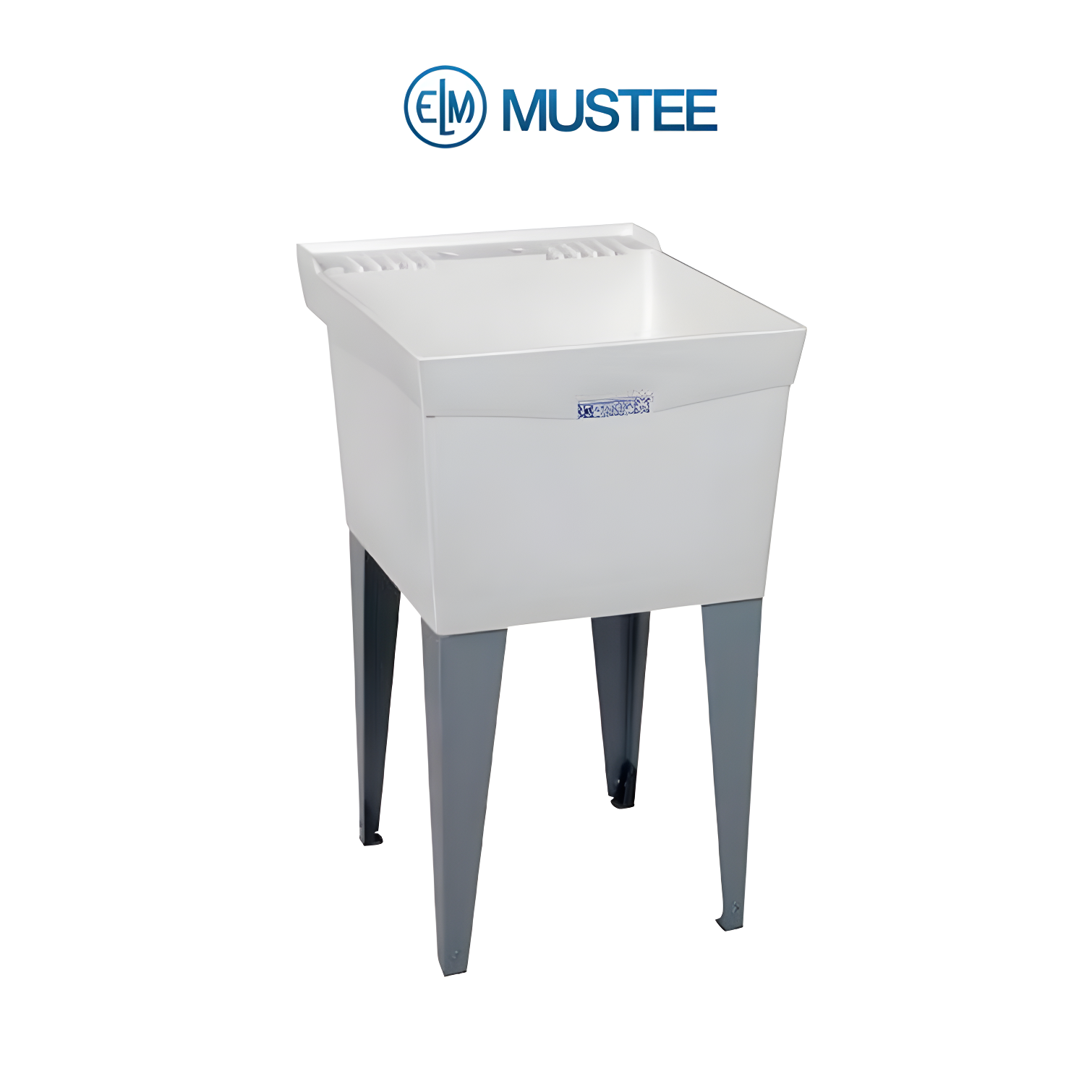 Mustee White 20" x 24" Freestanding Laundry Tub with Steel Legs