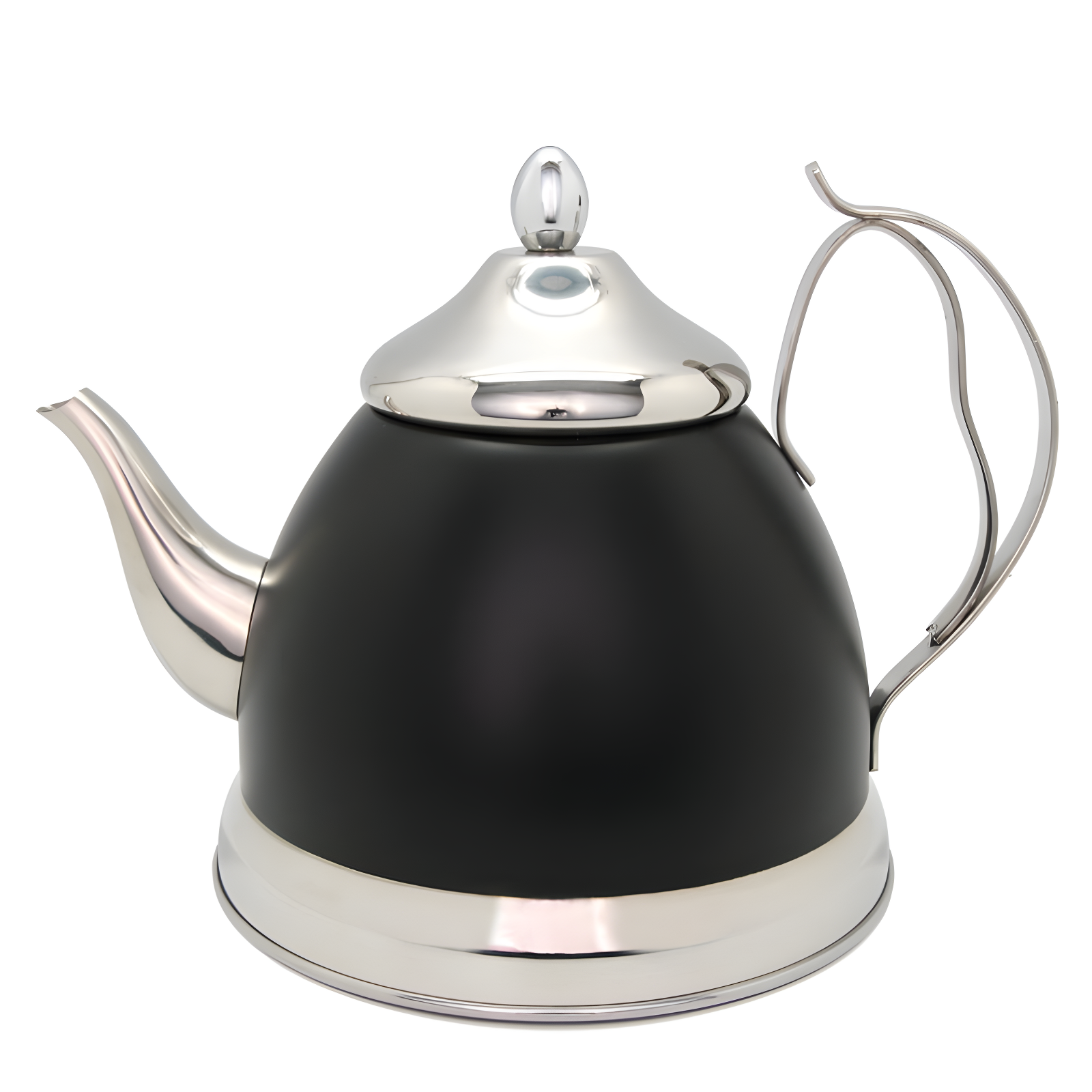 Nobili 2.0 Qt. Black Stainless Steel Tea Kettle with Infuser