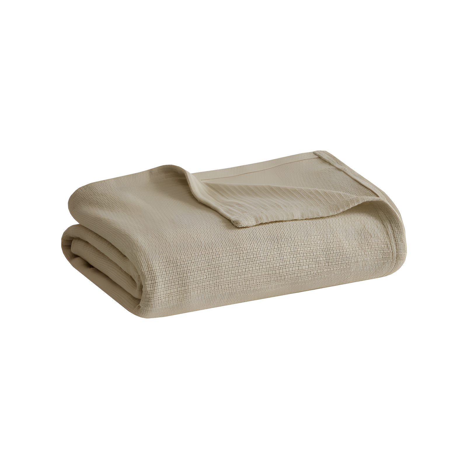 Madison Park Freshspun King-Sized Khaki Cotton Basketweave Blanket