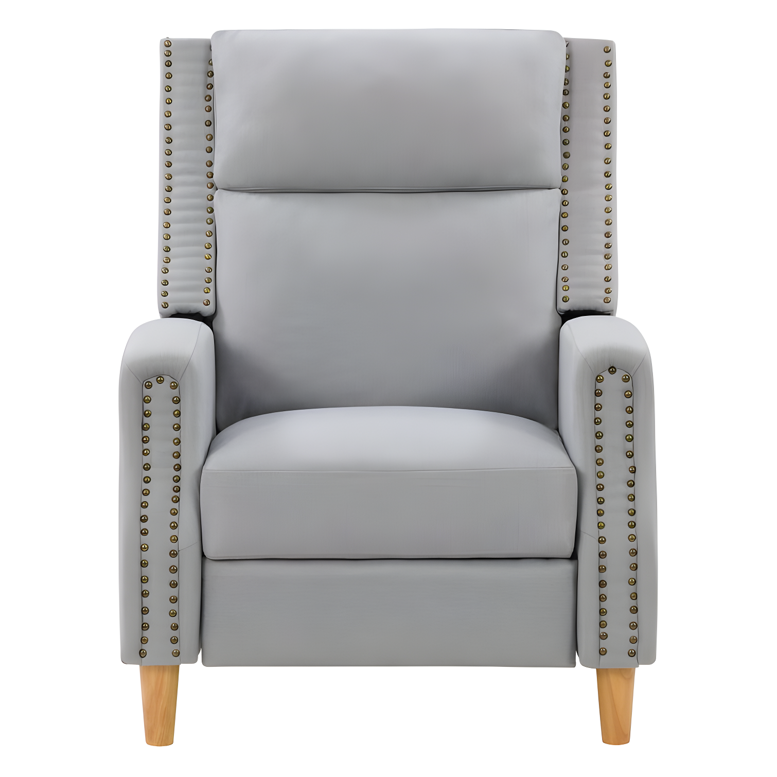 Lynwood Light Grey Fabric Recliner Chair with Nailhead Trim