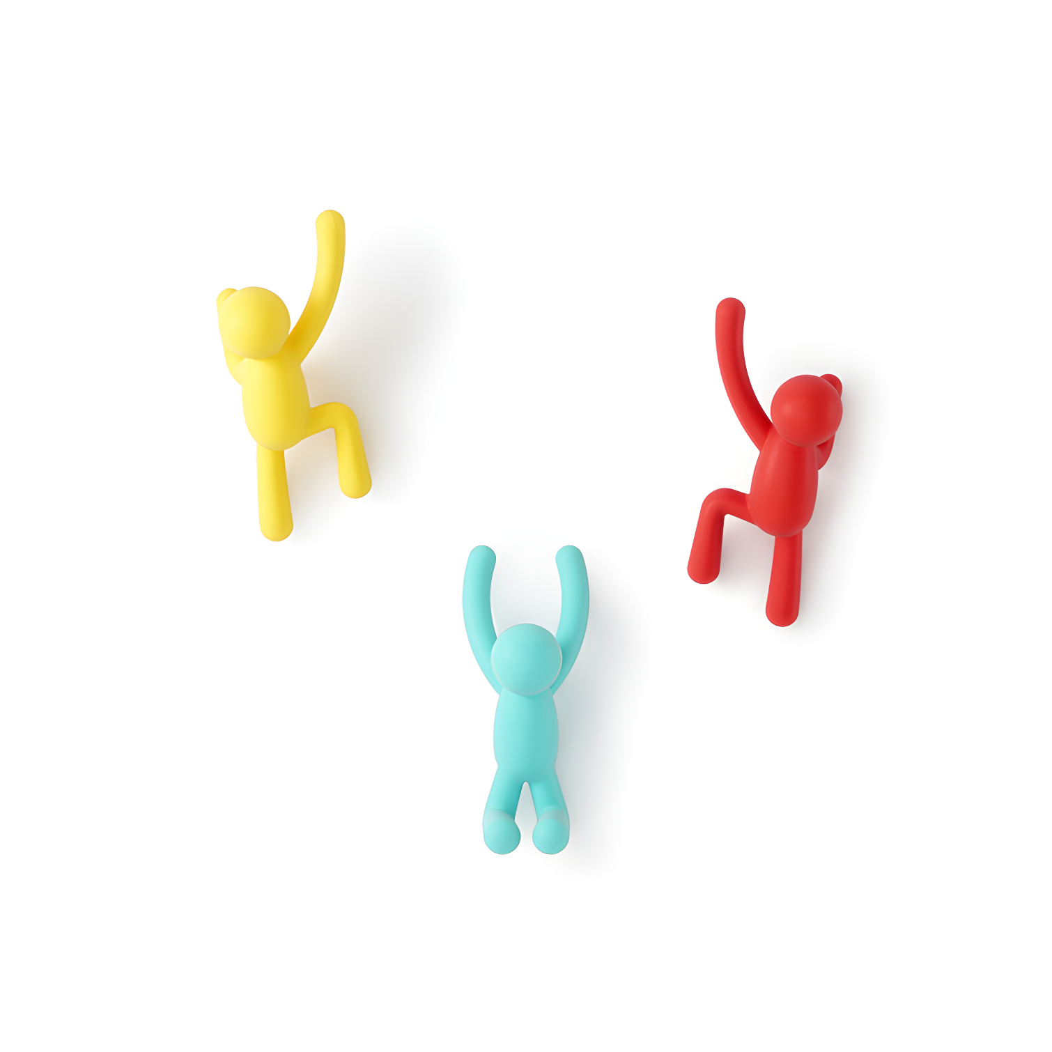 Multicolored Plastic Buddy Wall Hooks Set of 3