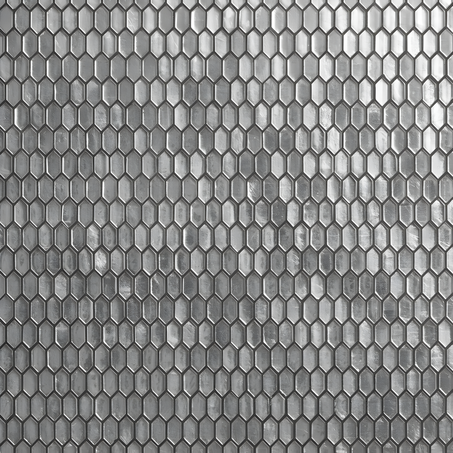 Flicker Silver Polished Hexagonal Glass Mosaic Wall Tile