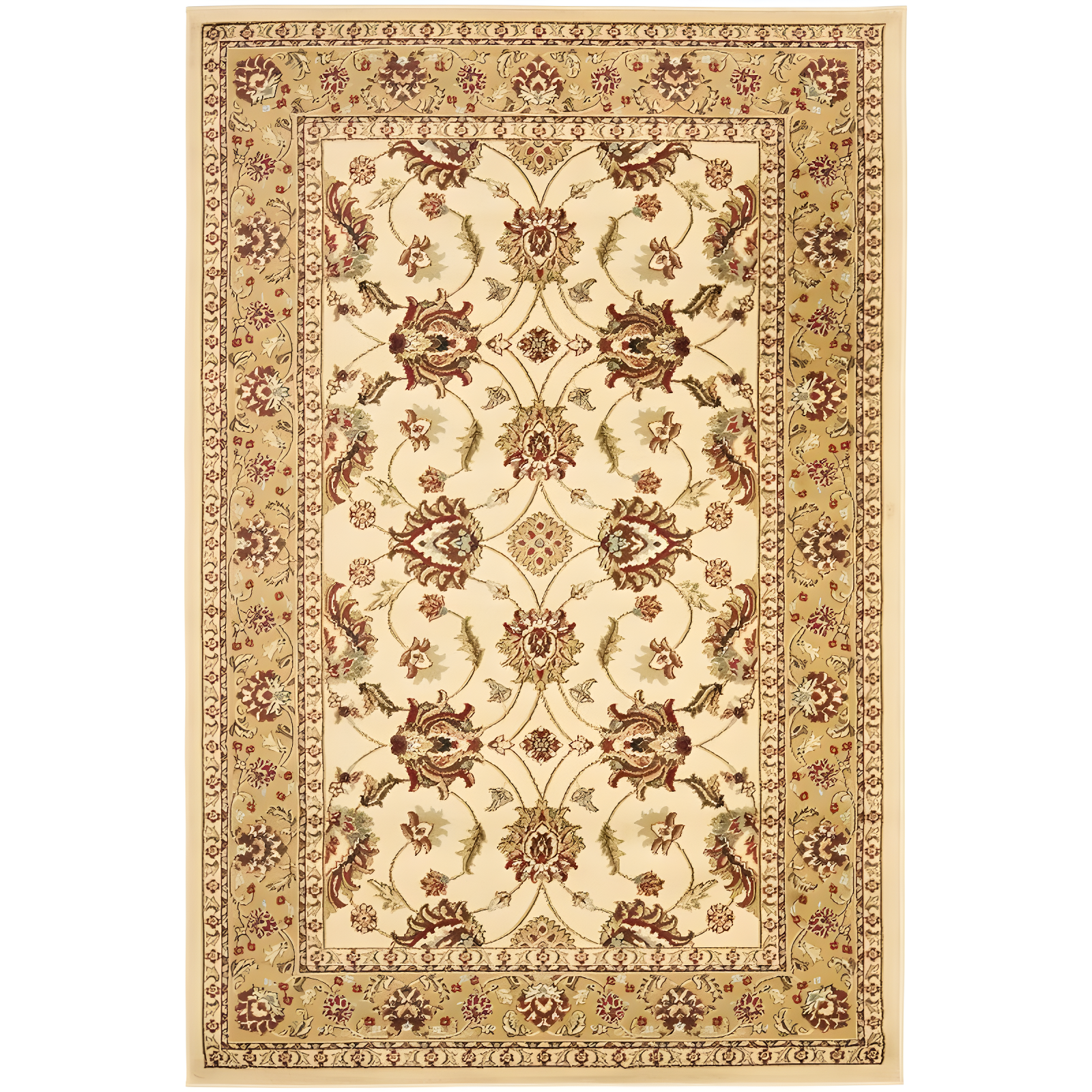 Elegant Ivory and Beige Tufted Floral Area Rug - 4' x 6'